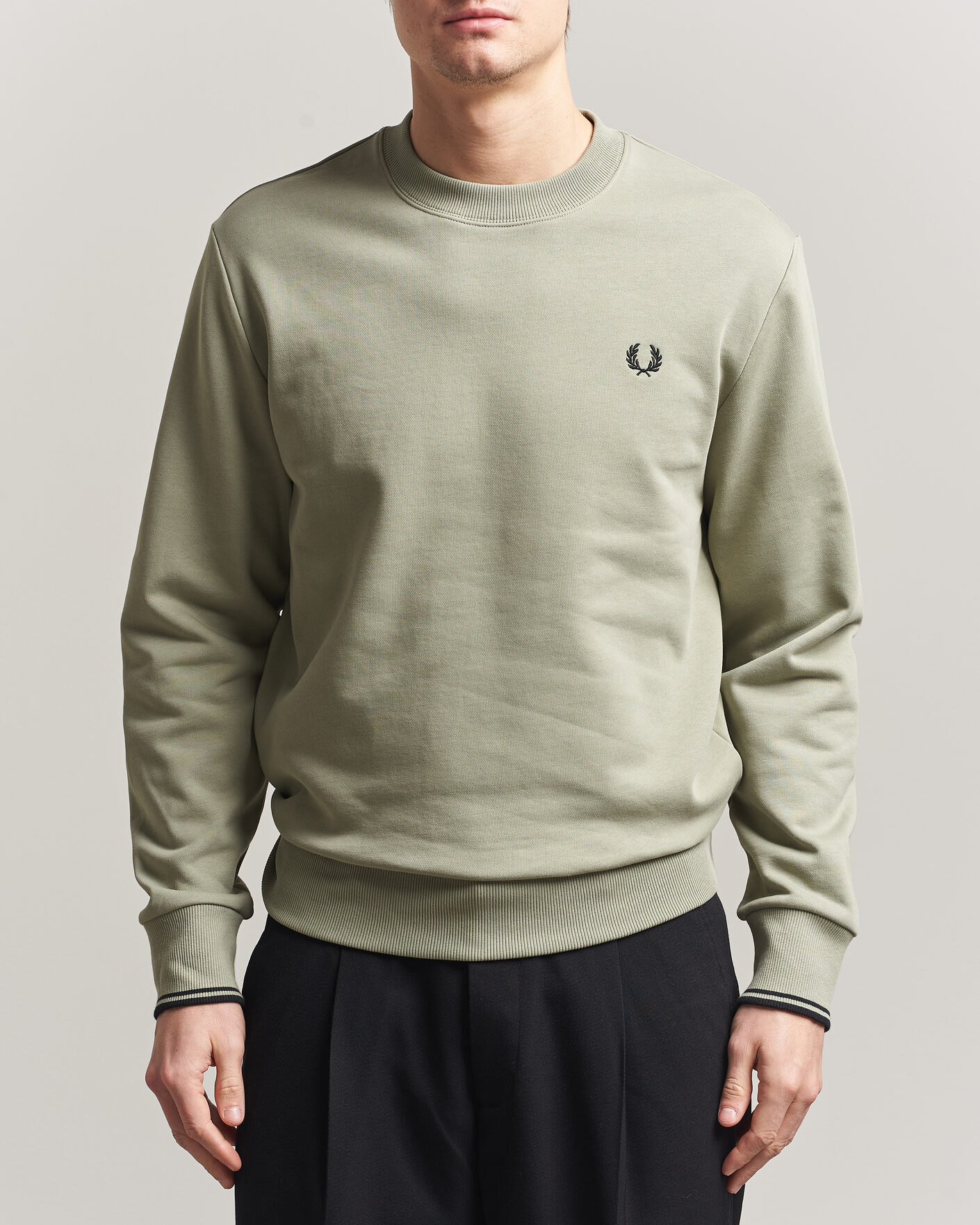 Homme | Pulls Et Tricots | Fred Perry | Crew Neck Sweatshirt Seagrass Green