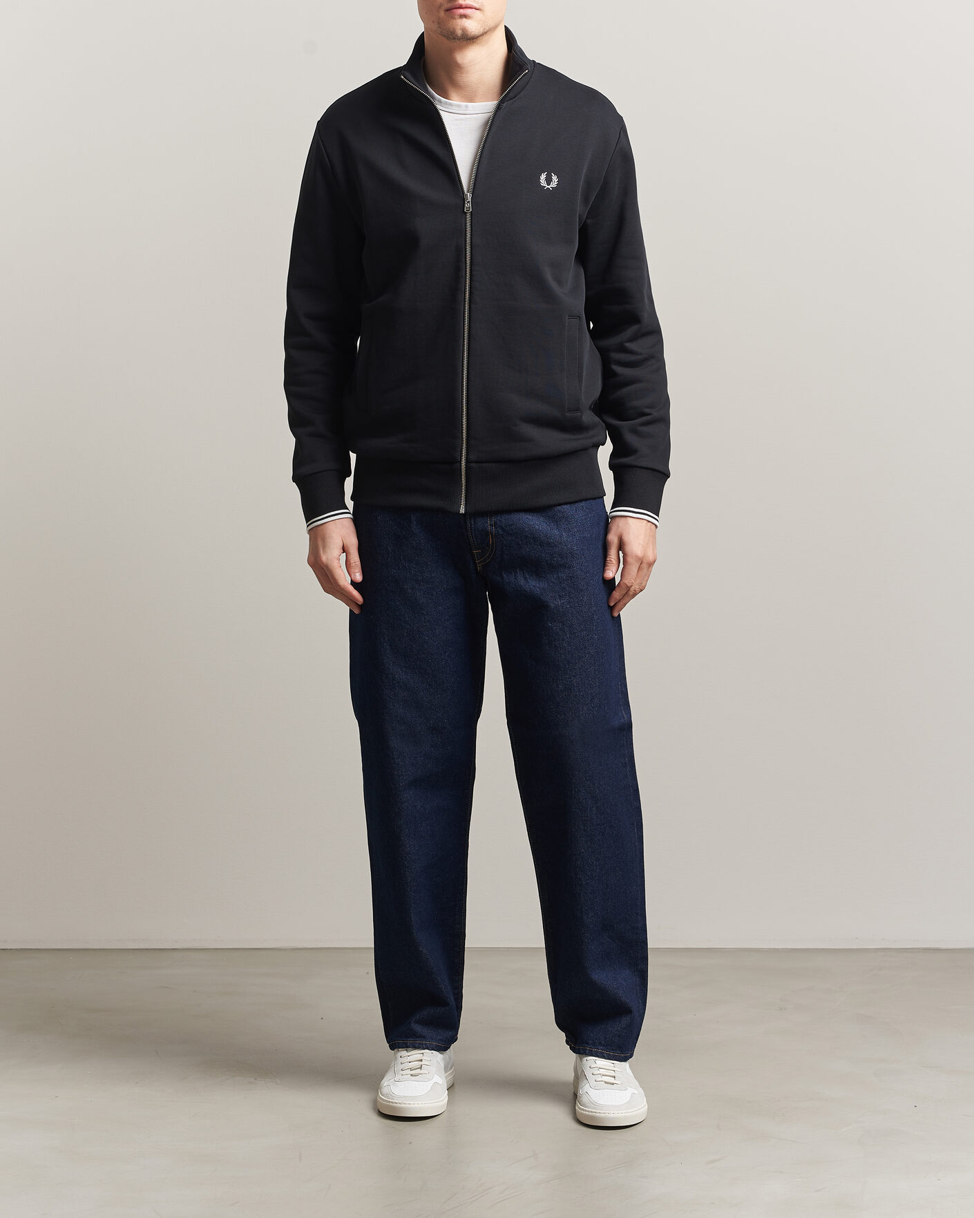 Homme | Pulls Et Tricots | Fred Perry | Full Zip Sweatshirt Black