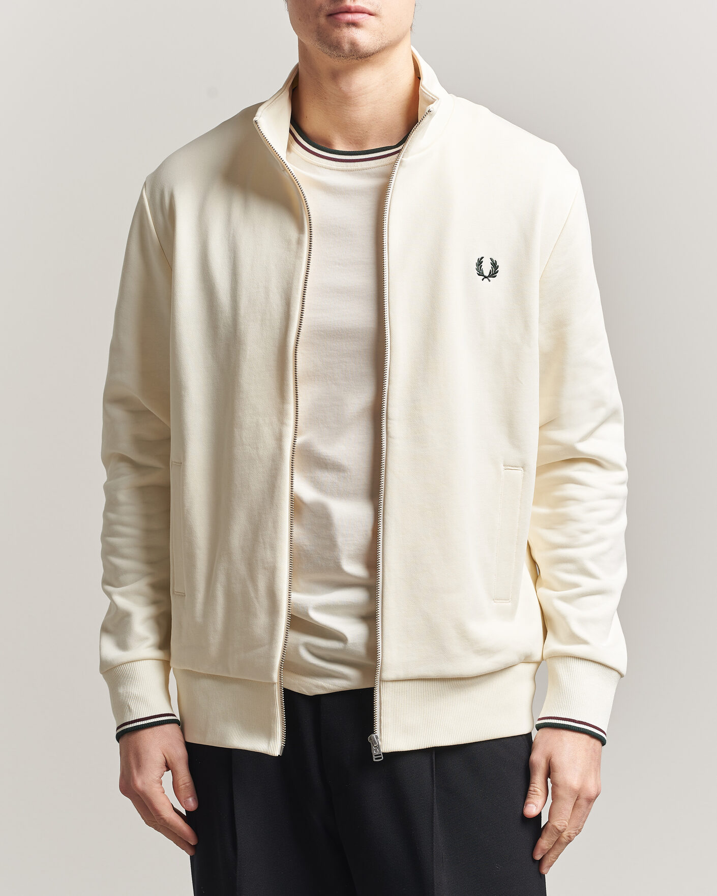 Homme | Pulls Et Tricots | Fred Perry | Full Zip Sweatshirt Ecru