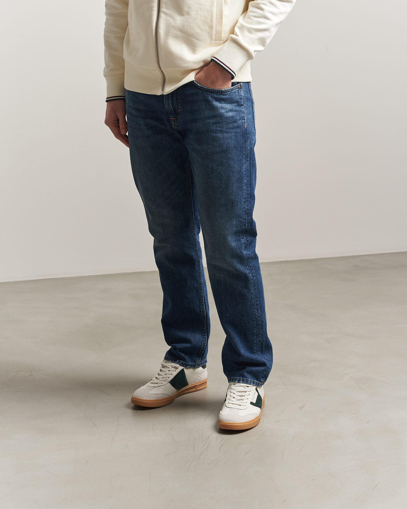 Heren | Sneakers | Fred Perry | B4 Leather/Suede Sneaker Light Ecru/Green