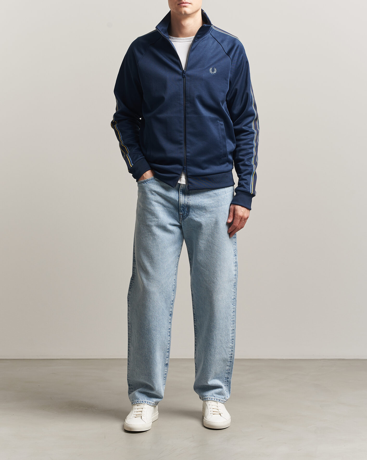 Heren | Truien | Fred Perry | Tramline Taped Track Jacket Tennis Blue