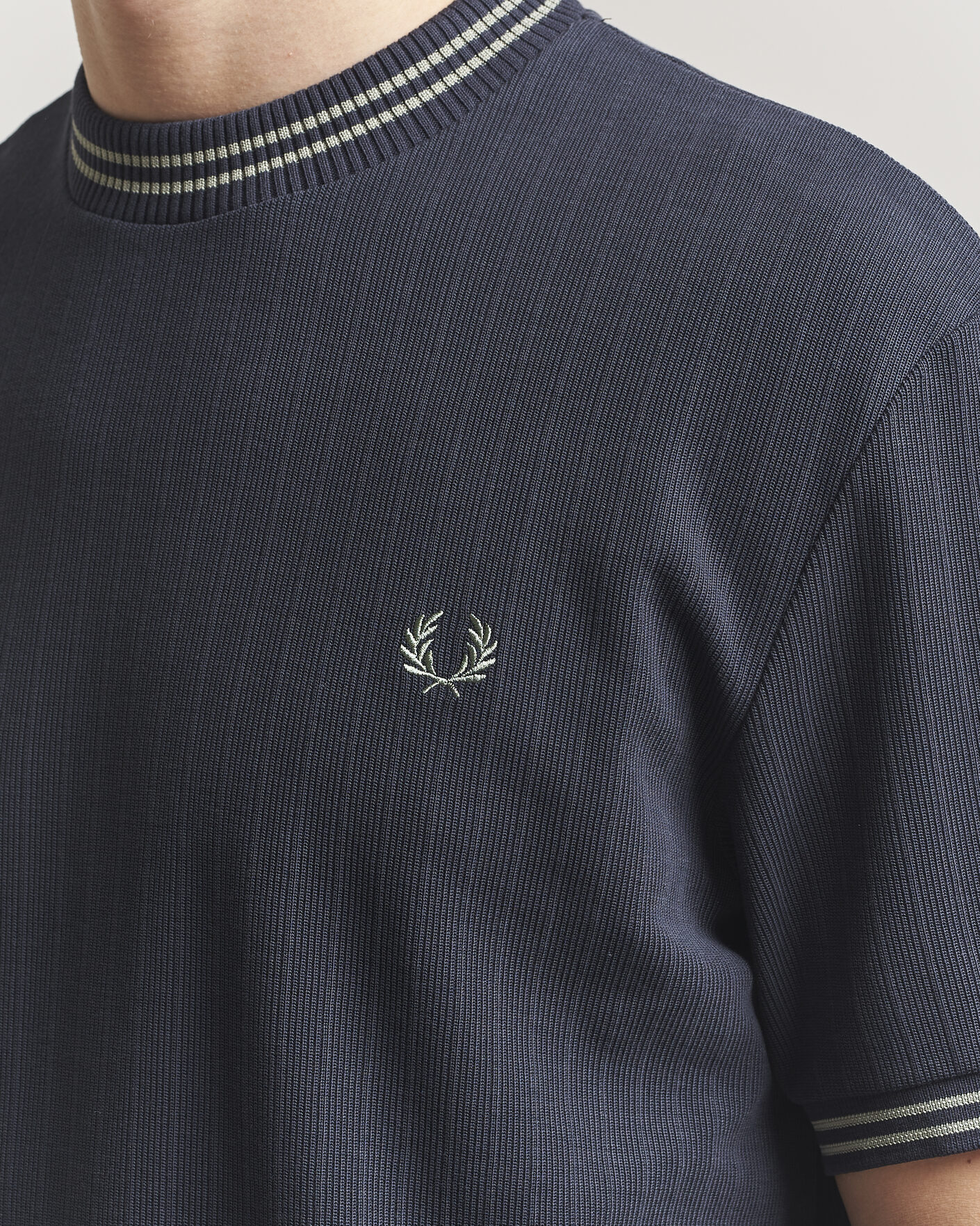 Heren | T-shirts | Fred Perry | Rib Knitted T-Shirt Navy