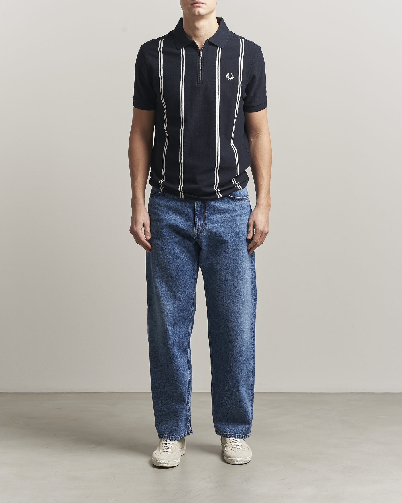 Homme | Polos | Fred Perry | Vertical Striped Polo Navy