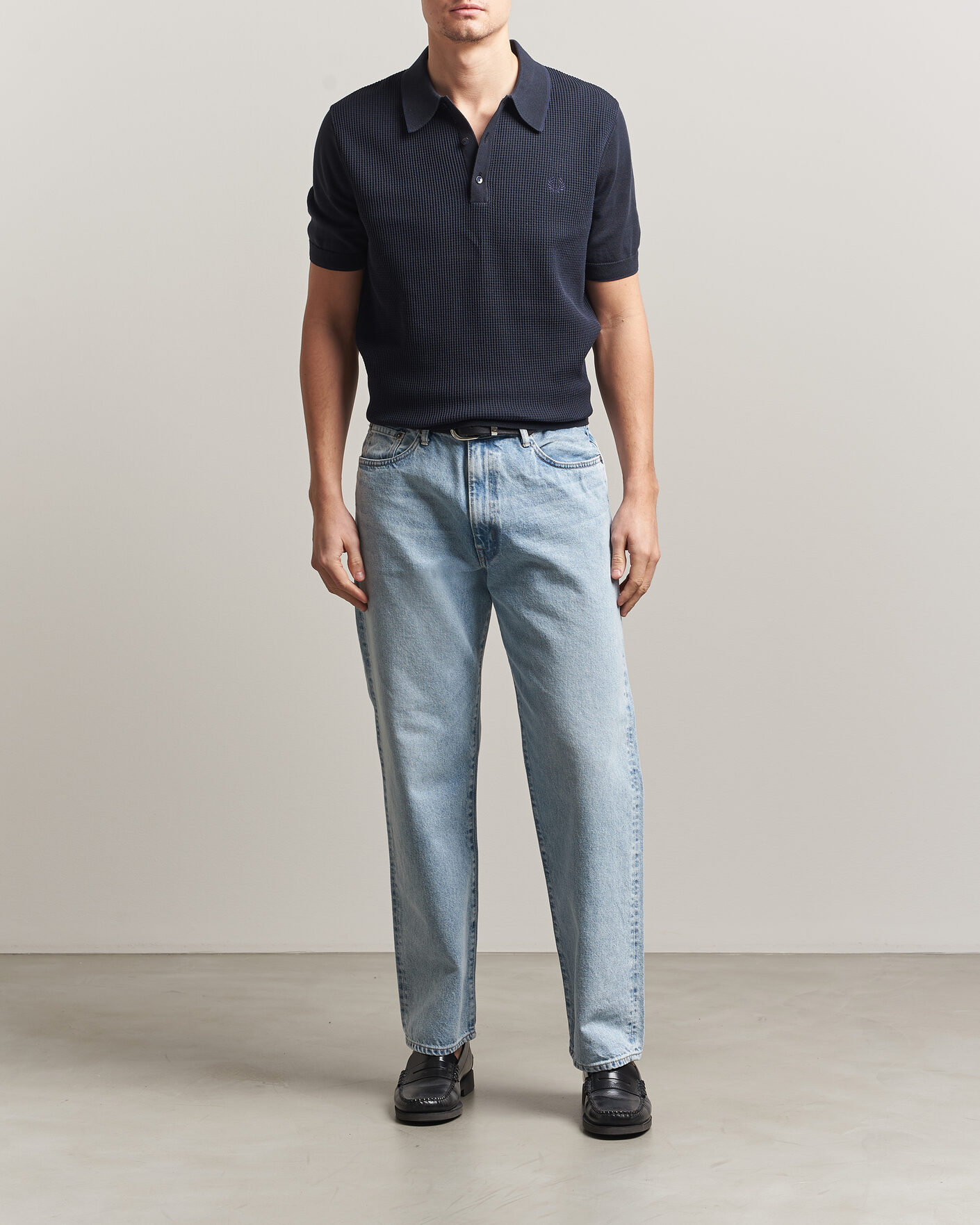 Homme | Polos | Fred Perry | Waffle Knitted Polo Navy