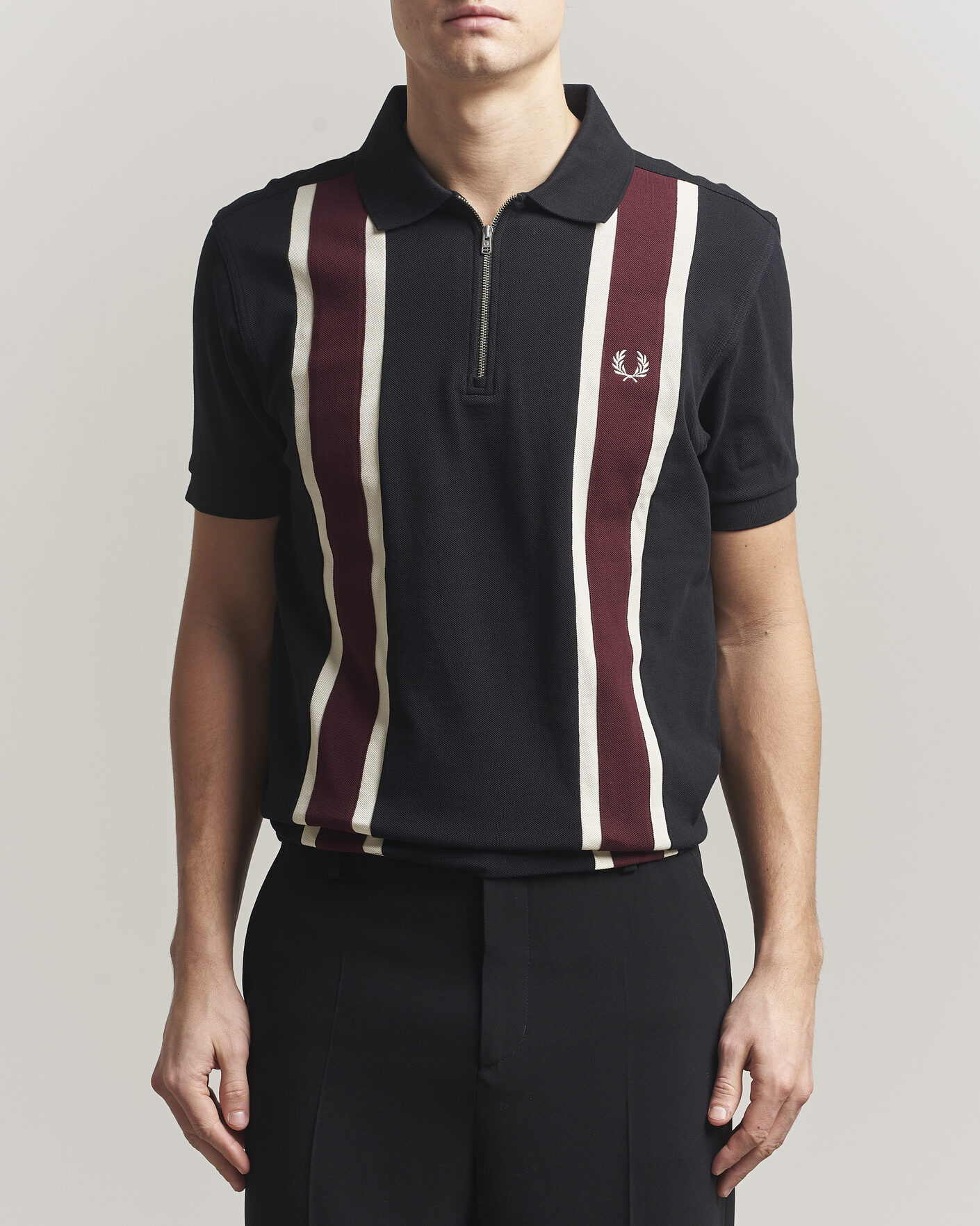 Heren | Polo's | Fred Perry | Tramline Half Zip Polo Black