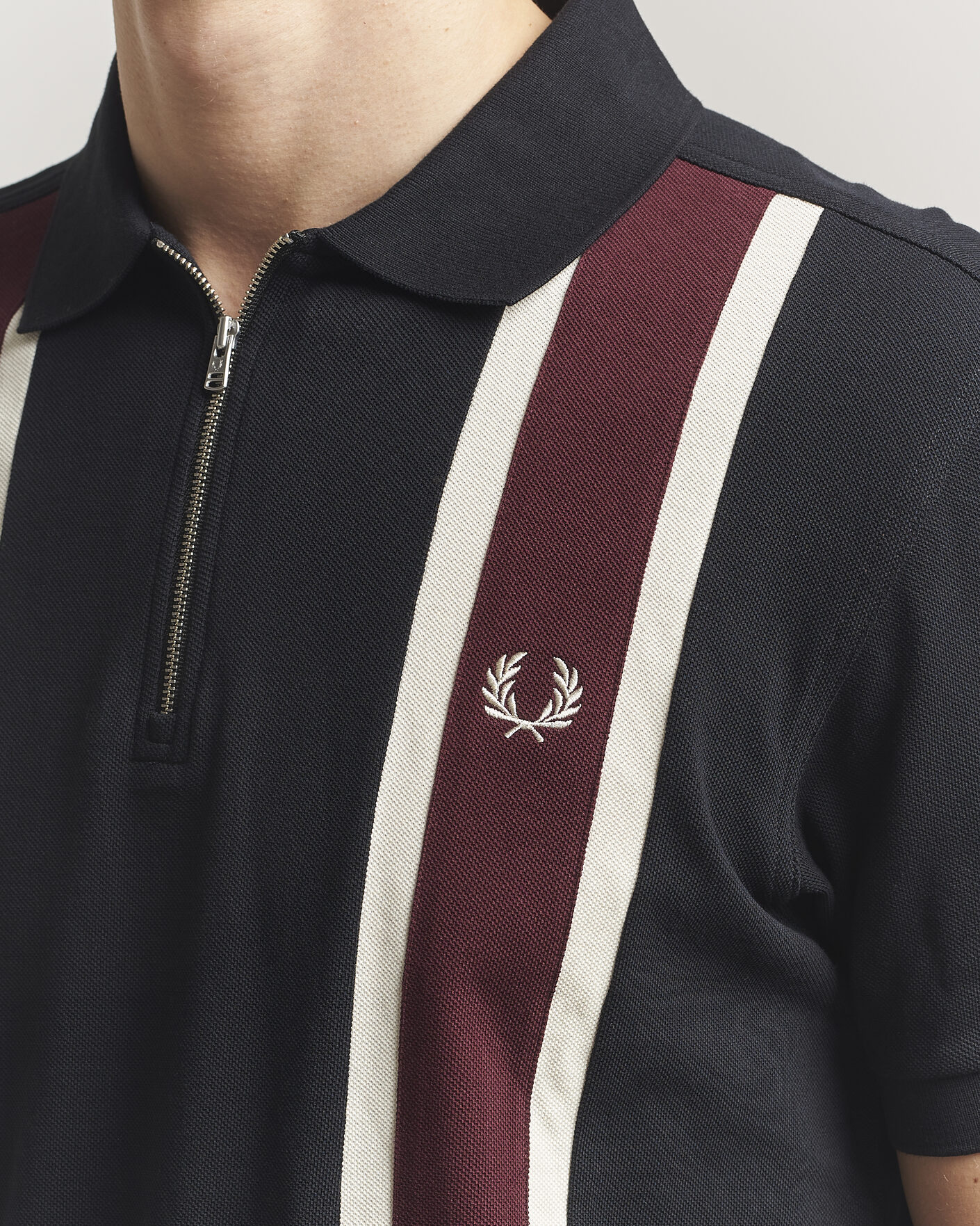 Heren | Polo's | Fred Perry | Tramline Half Zip Polo Black