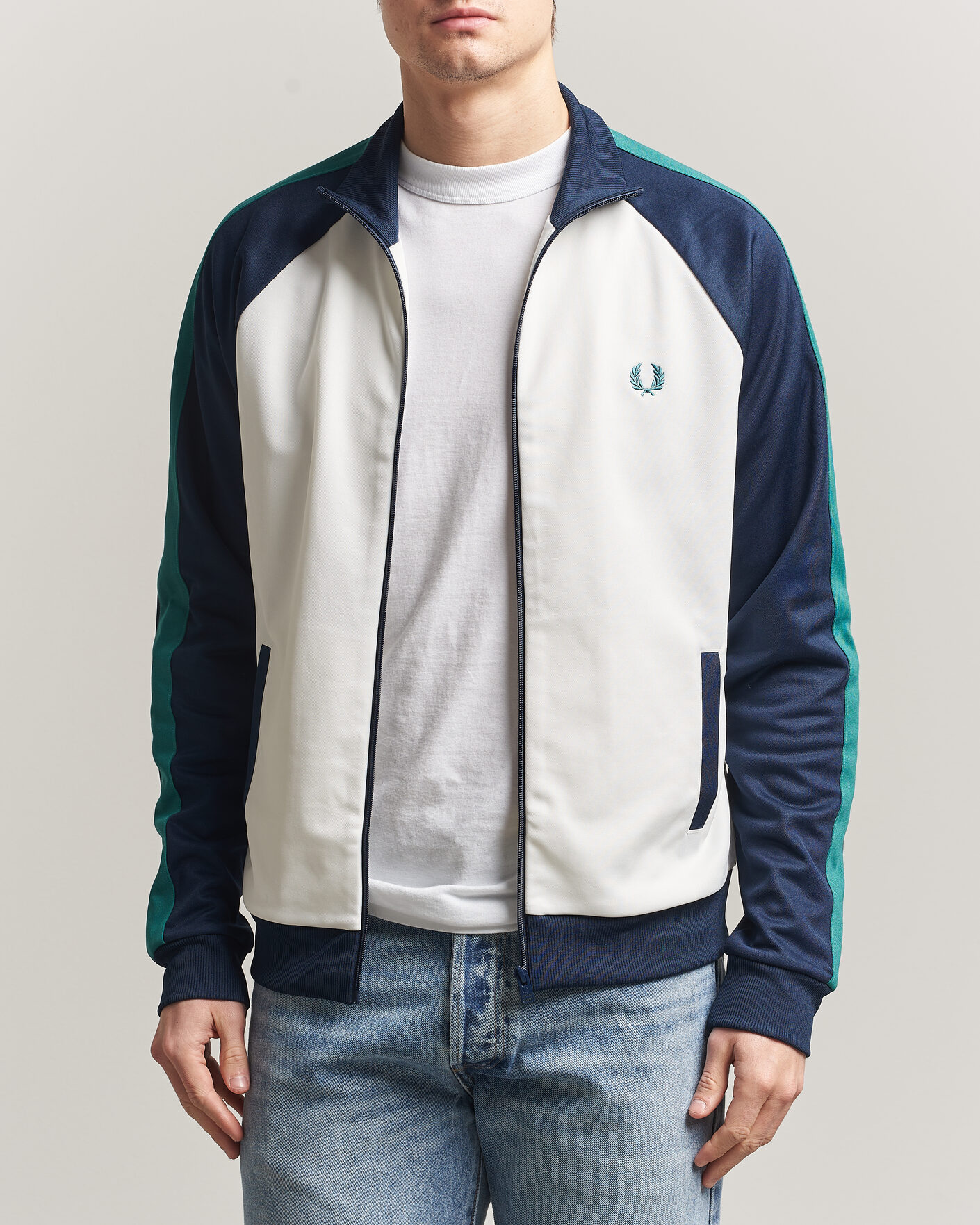 Heren | Truien | Fred Perry | Contrast Sleeve Track Jacket Snow White