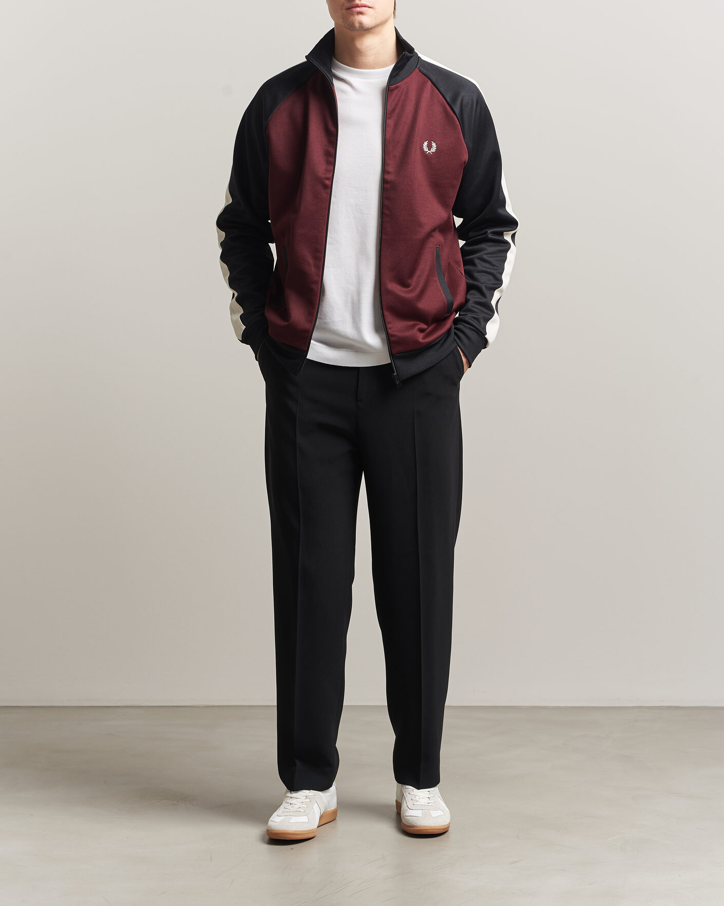 Heren | Truien | Fred Perry | Contrast Sleeve Track Jacket Oxblood
