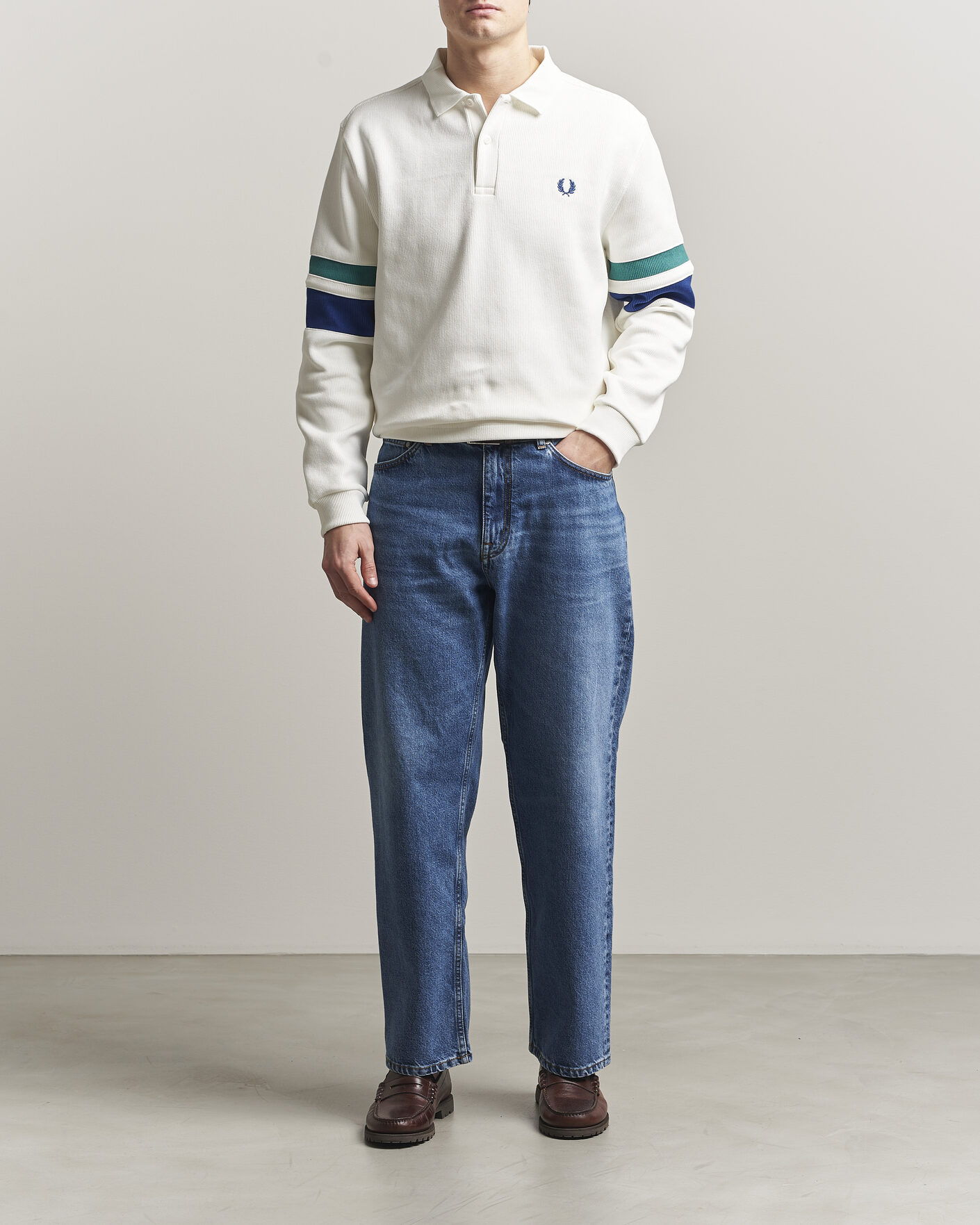 Homme | Pulls Et Tricots | Fred Perry | Tipped Sleeve Rugger Snow White
