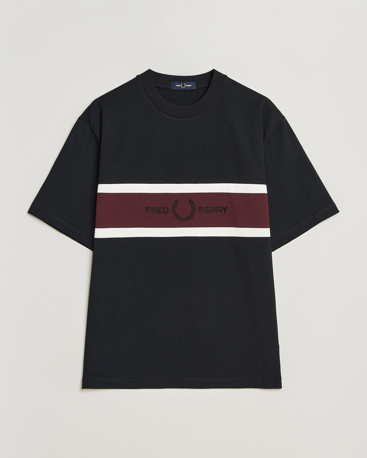 Heren | T-shirts | Fred Perry | Embroidered Paneled T-Shirt Black