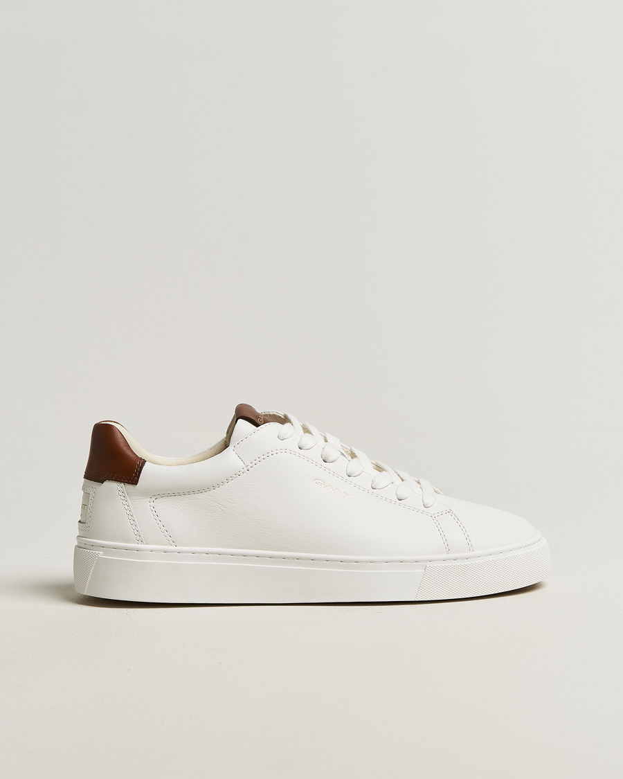 Homme | Baskets | GANT | Mc Julien Leather Sneaker White/Dark Tan
