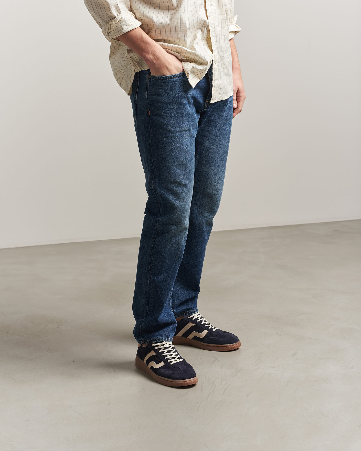Heren | Sneakers | Gant | Cuzmo Suede Sneaker Marine/White