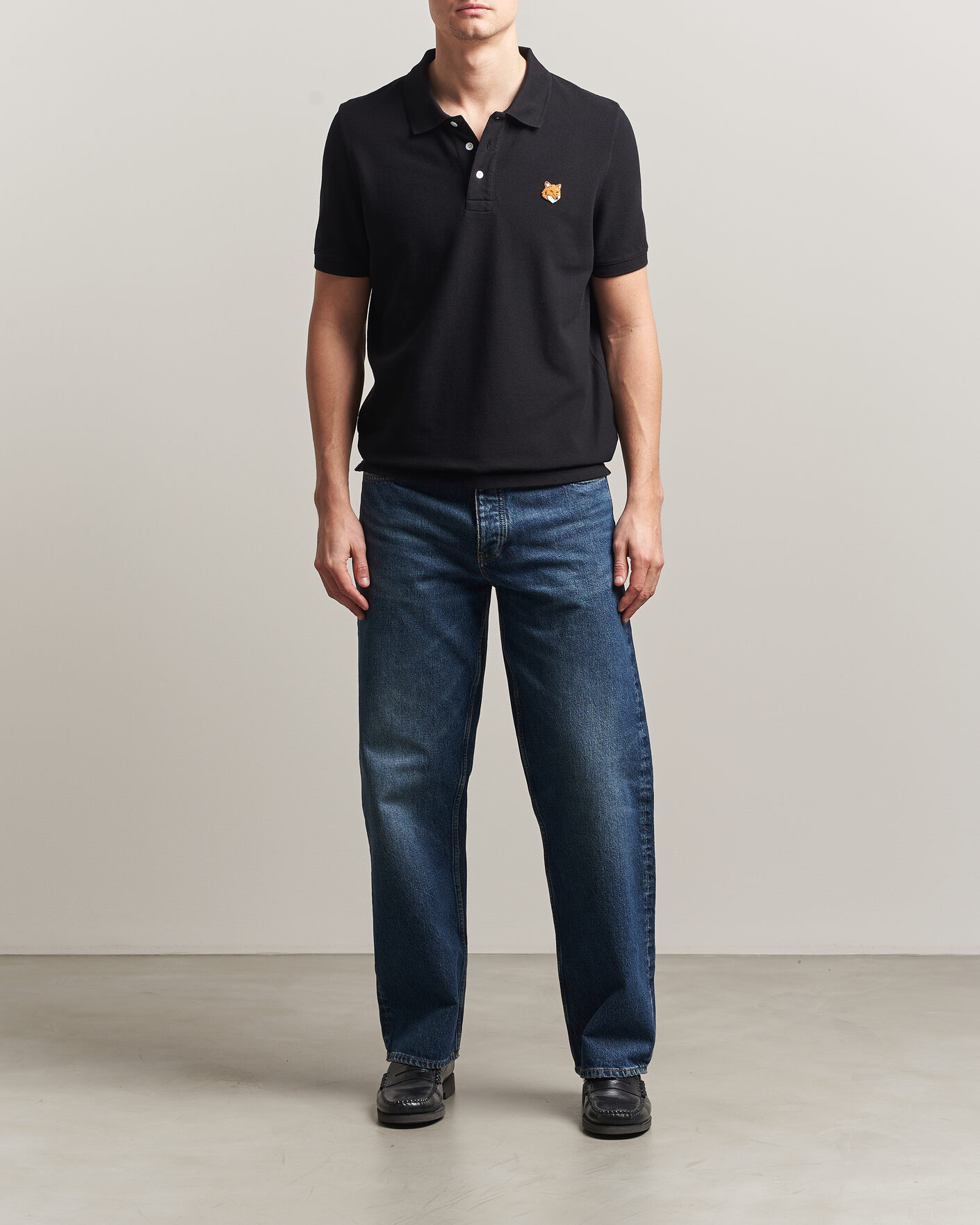 Heren | Polo's | Maison Kitsuné | Fox Head Polo Black