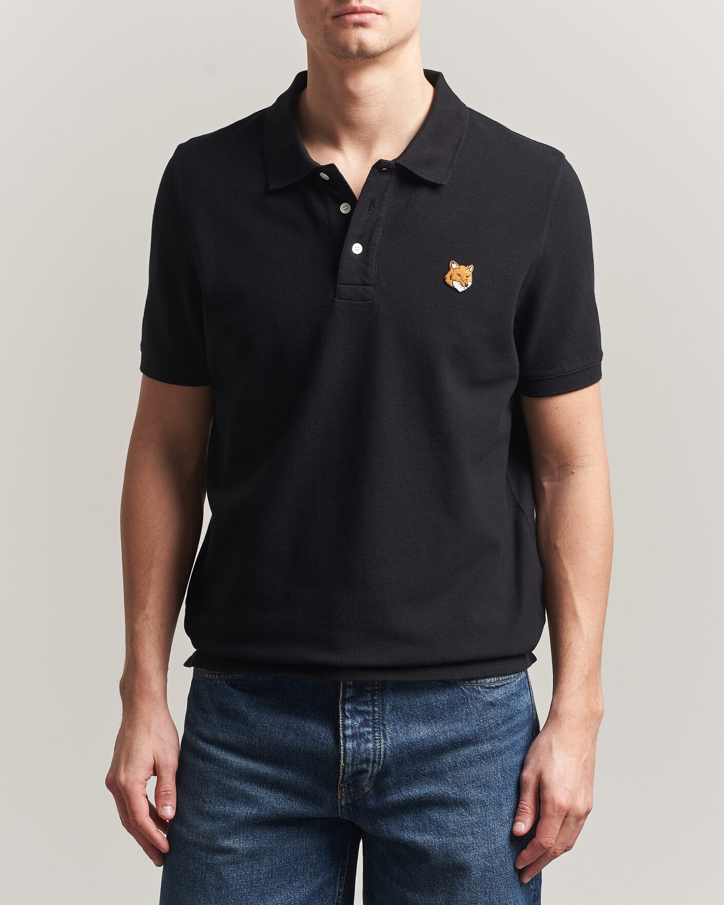 Heren | Polo's | Maison Kitsuné | Fox Head Polo Black