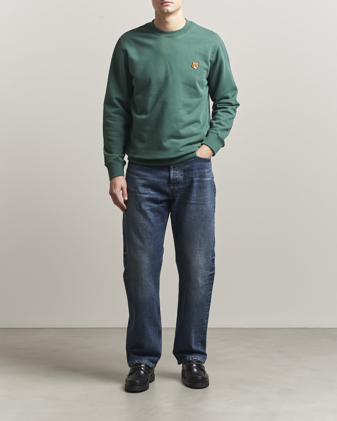 Homme | Pulls Et Tricots | Maison Kitsuné | Fox Head Sweatshirt Bottle Green
