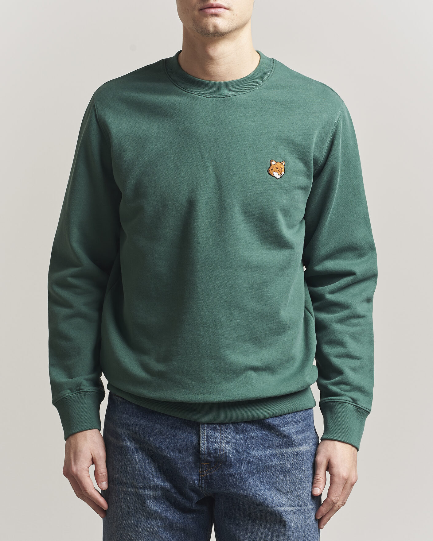 Homme | Pulls Et Tricots | Maison Kitsuné | Fox Head Sweatshirt Bottle Green
