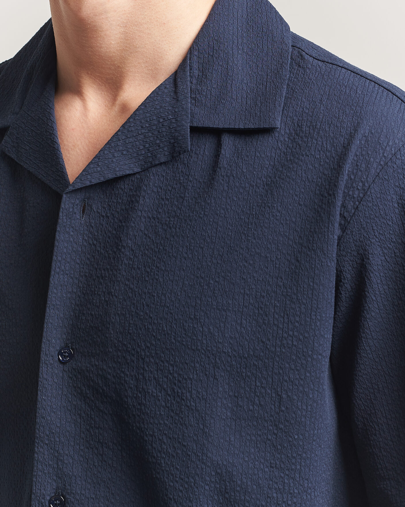 Homme | Chemises | Maison Kitsuné | Seersucker Resort Shirt Navy