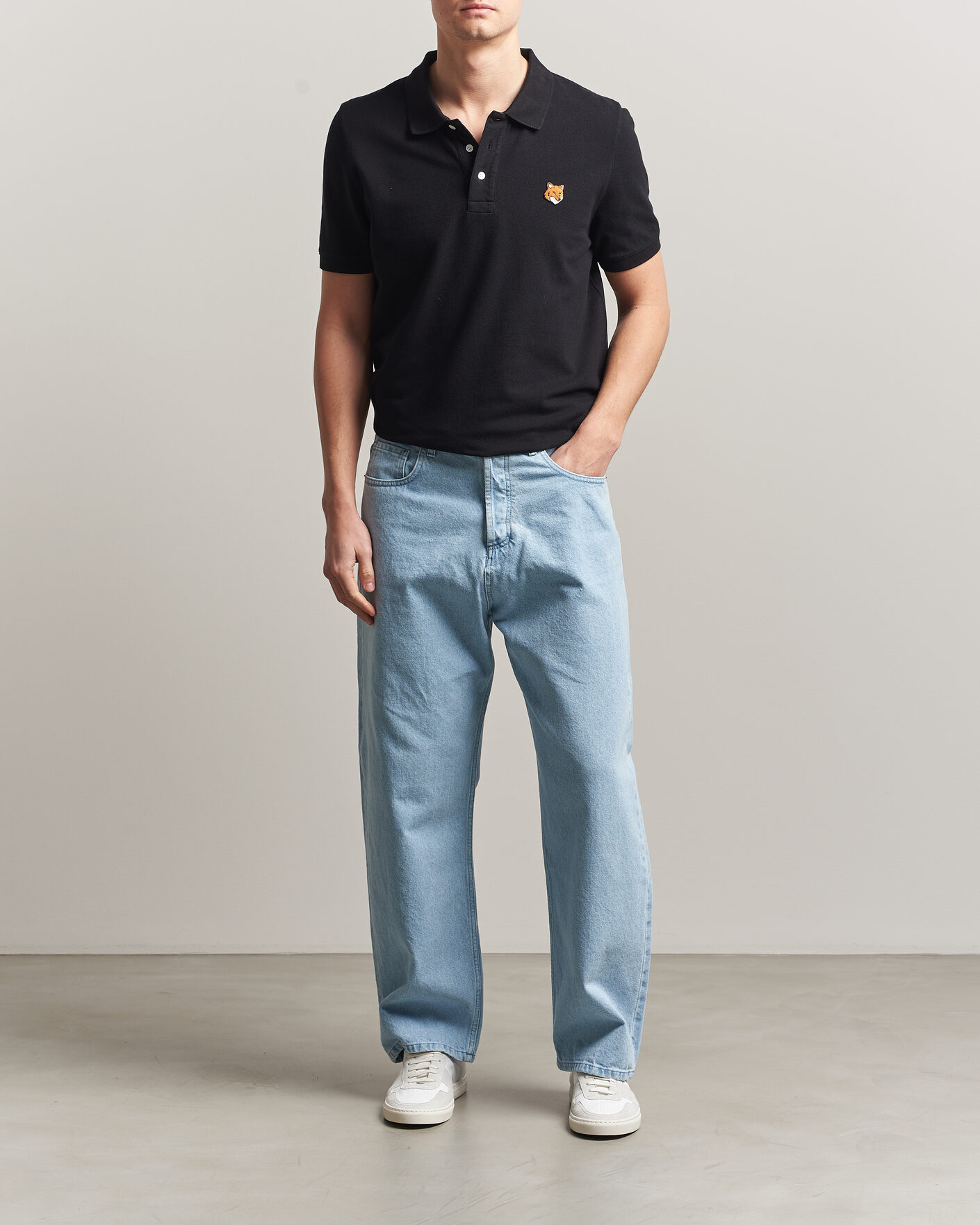 Heren | Broeken | Maison Kitsuné | Wide Fit Jeans Light Washed Indigo