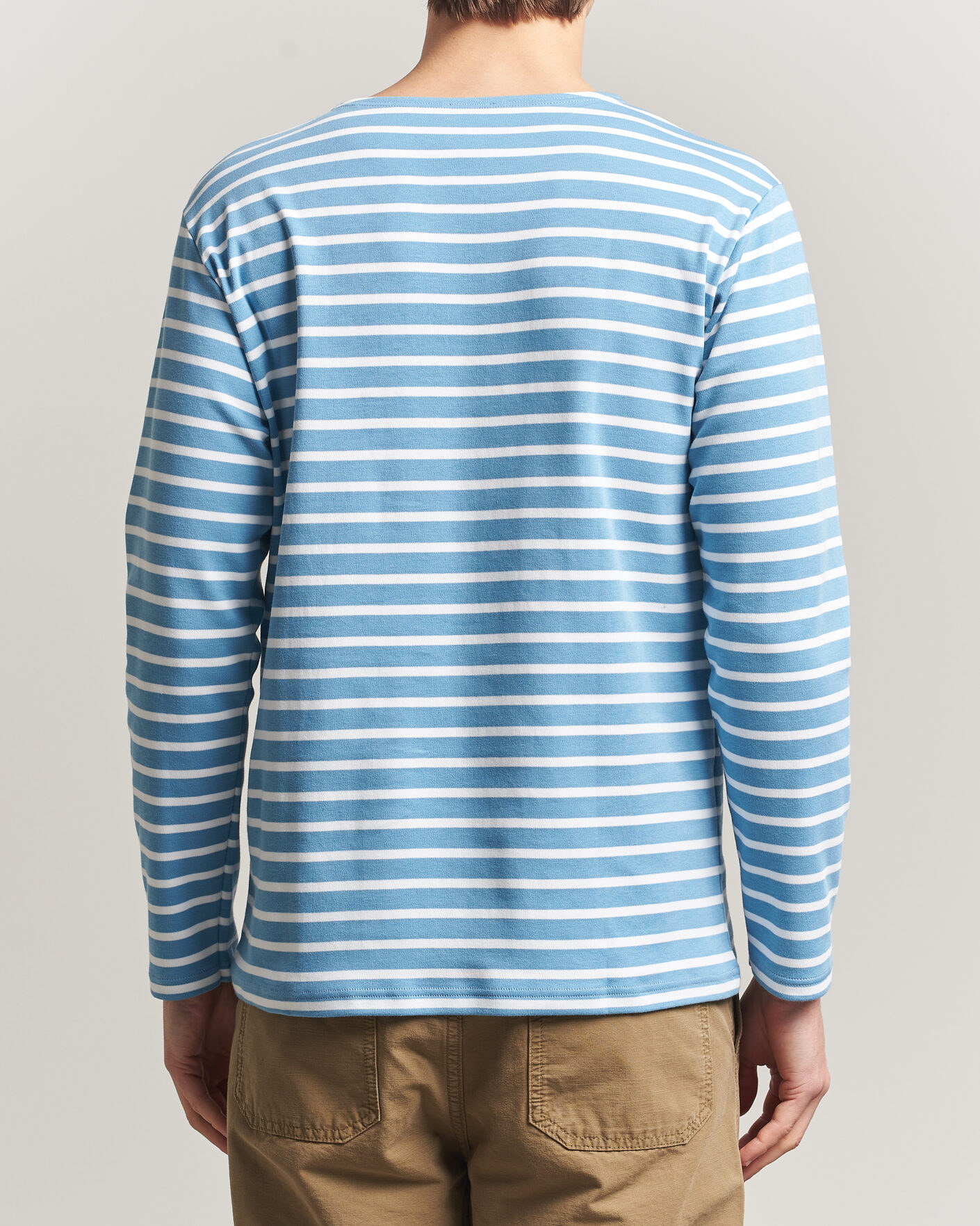 Heren | T-shirts | Armor-lux | Houat Héritage Stripe Long Sleeve T-Shirt Waterfall/Blanc