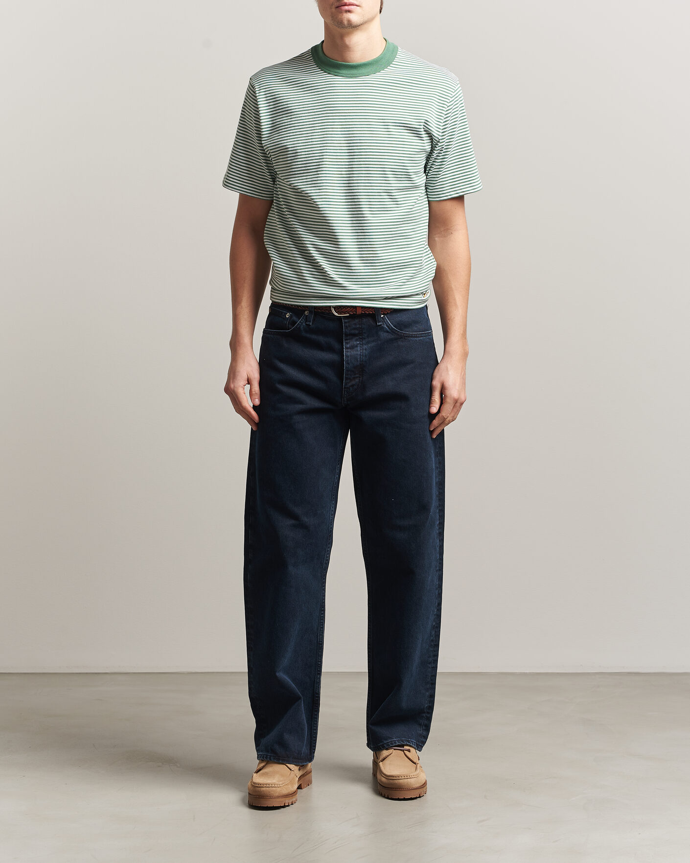 Heren | T-shirts | Armor-lux | Callac Héritage Stripe T-Shirt Ivy/Blanc