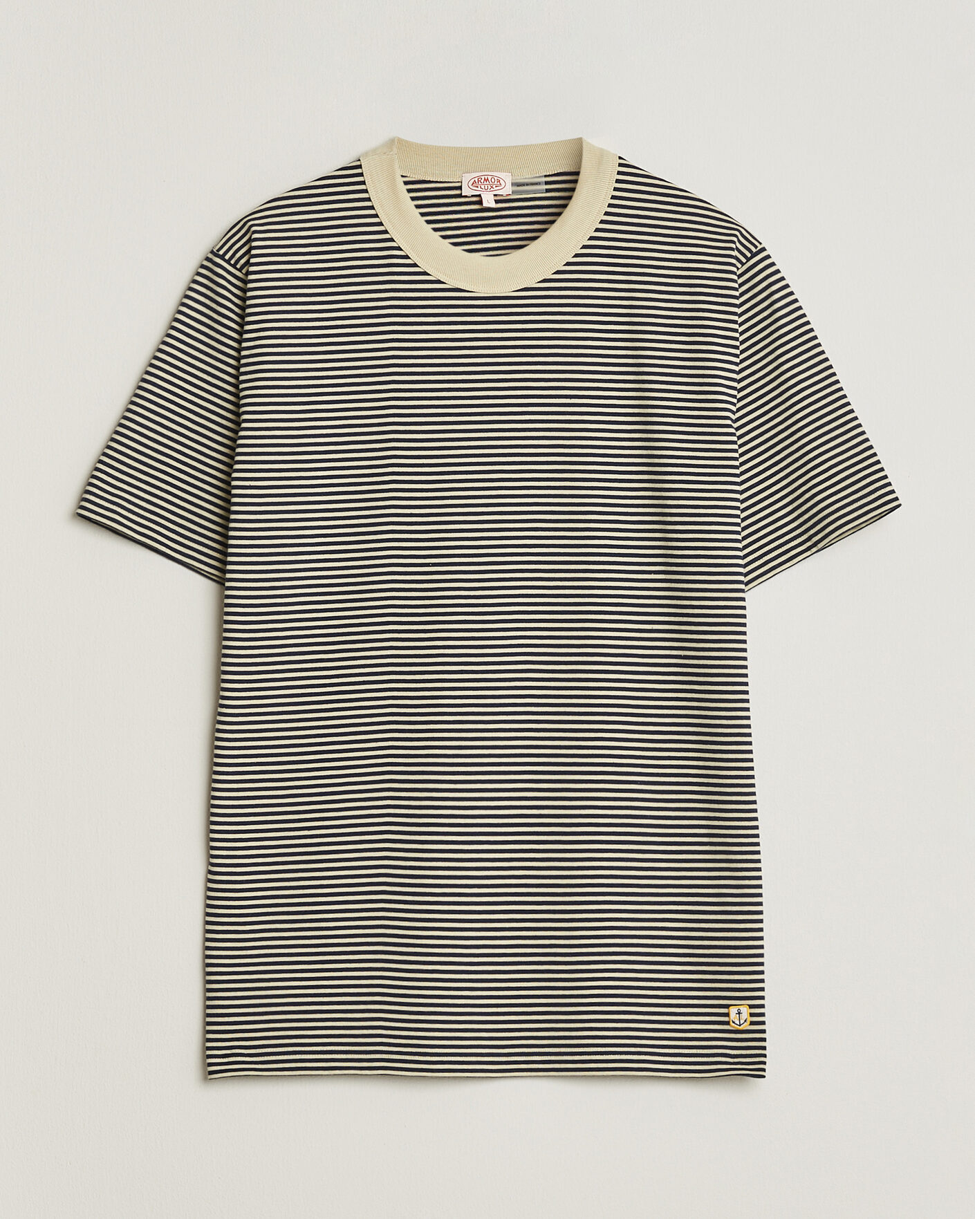 Homme | T-shirts | Armor-lux | Callac Héritage Stripe T-Shirt Gravel/Marine Deep