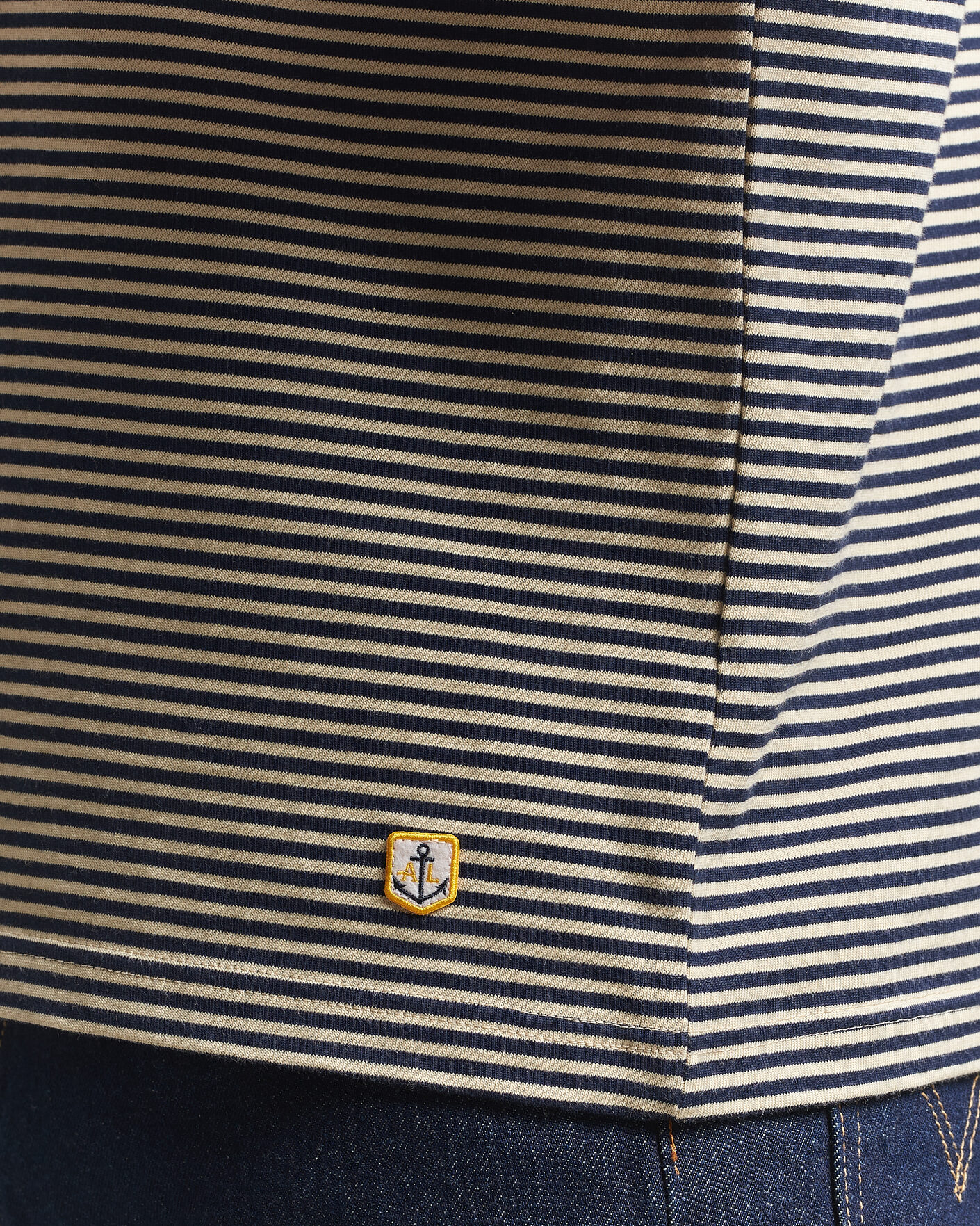 Homme | T-shirts | Armor-lux | Callac Héritage Stripe T-Shirt Gravel/Marine Deep