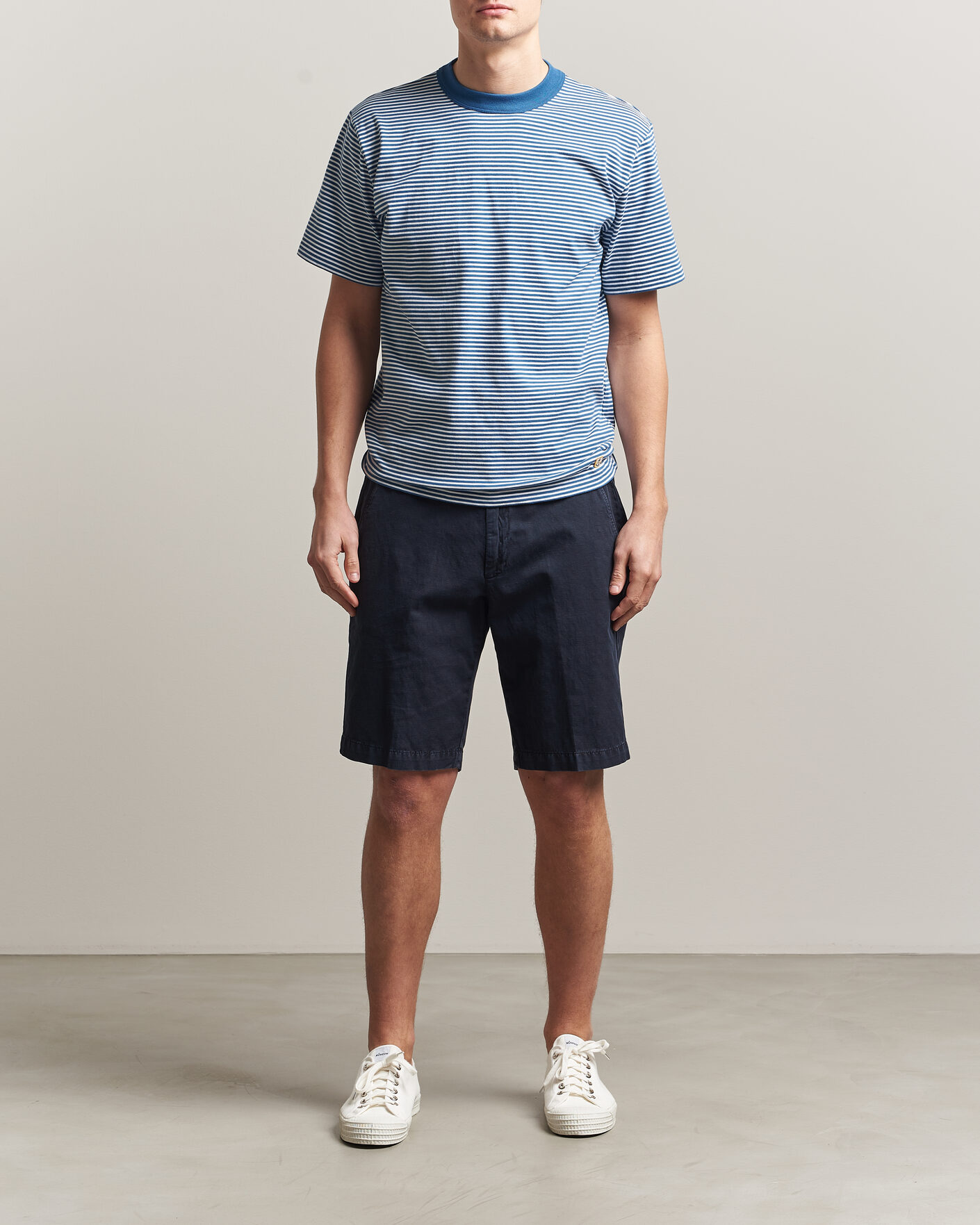 Heren | T-shirts | Armor-lux | Callac Héritage Stripe T-Shirt Dark Blue/Blanc