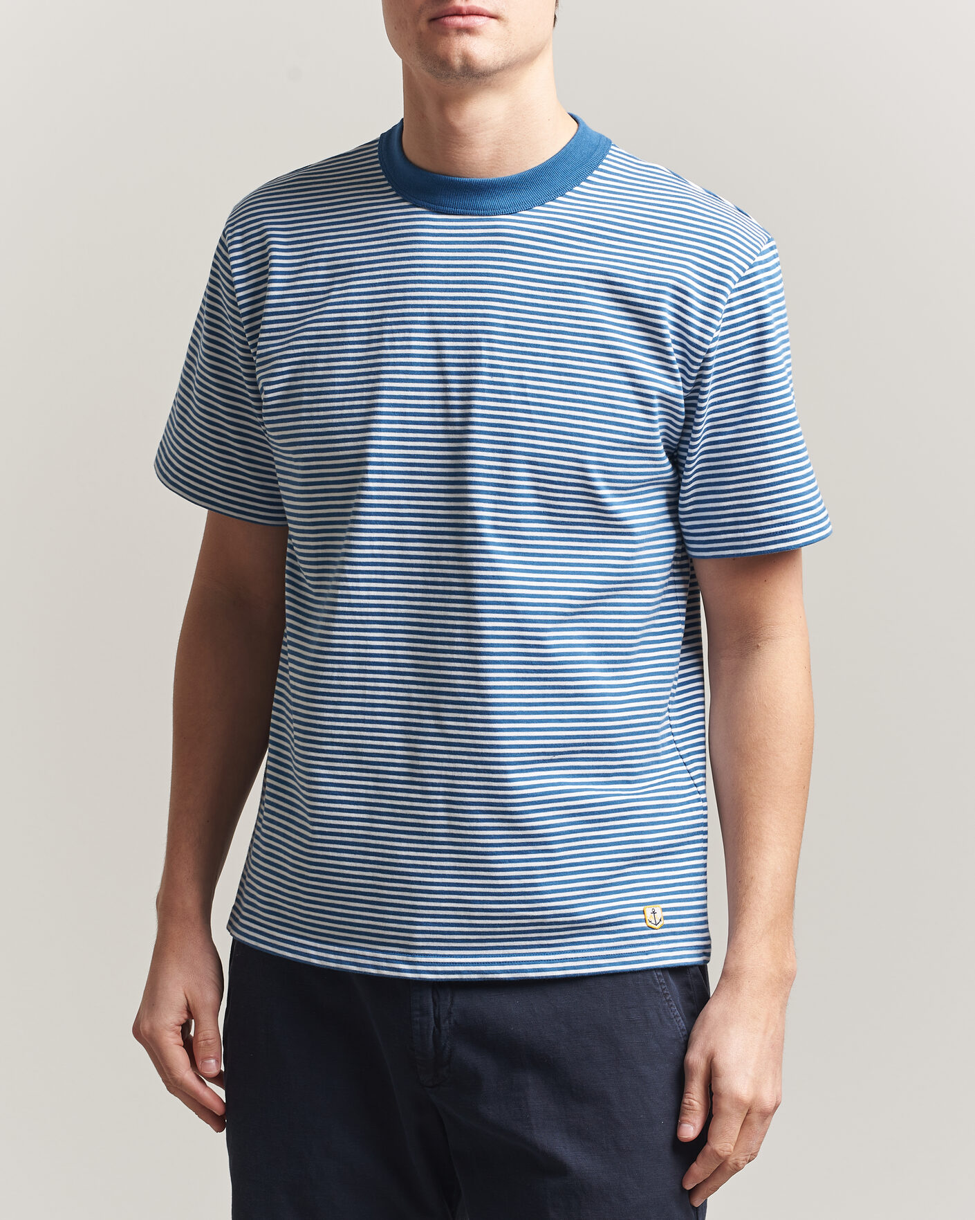 Heren | T-shirts | Armor-lux | Callac Héritage Stripe T-Shirt Dark Blue/Blanc