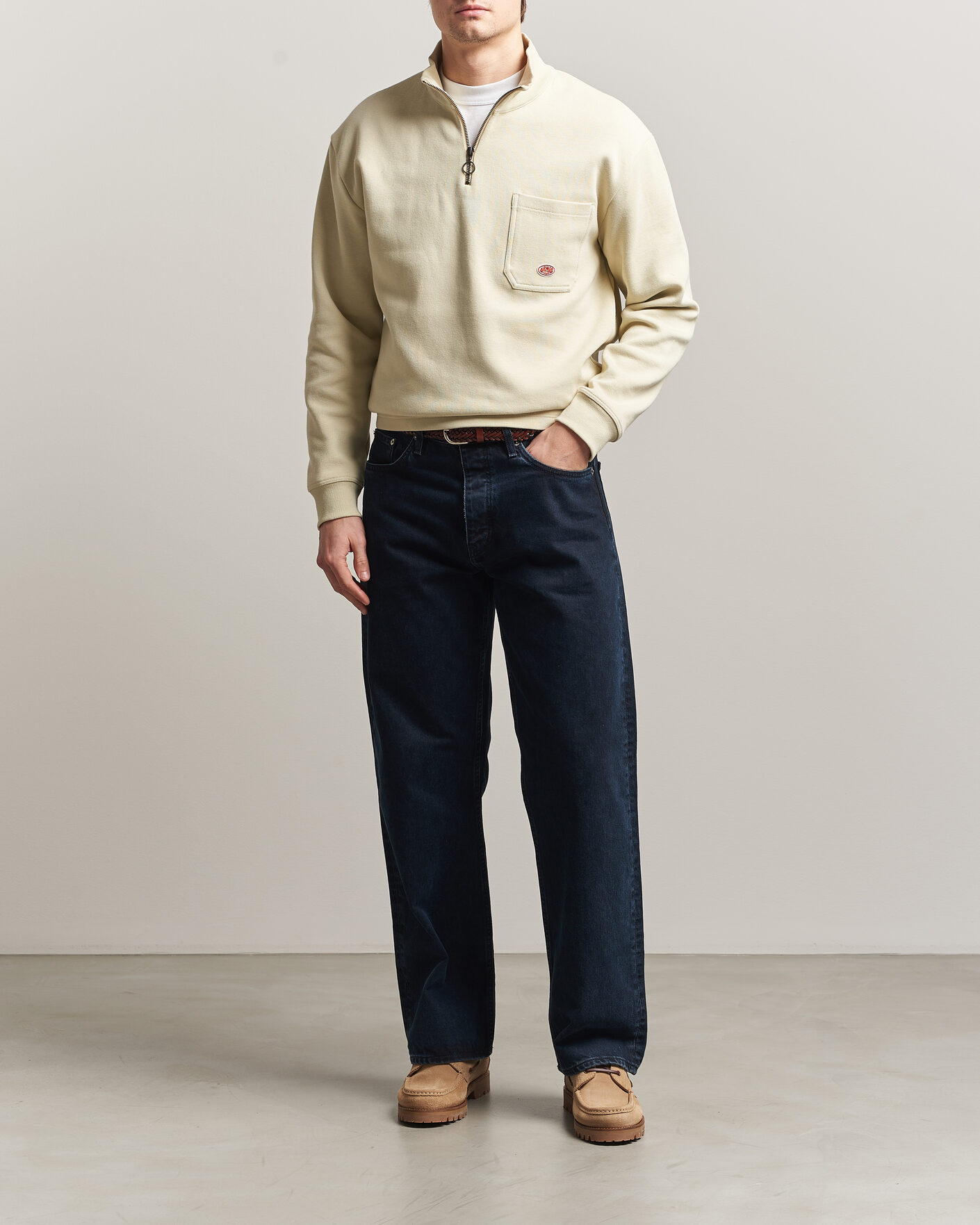 Heren | Truien | Armor-lux | Camionneur Cotton Half Zip Sweater Gravel