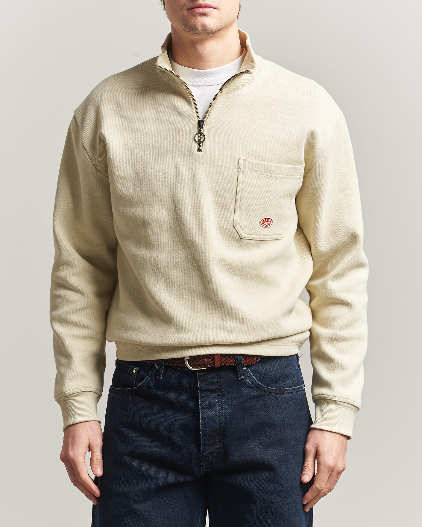 Homme | Pulls Et Tricots | Armor-lux | Camionneur Cotton Half Zip Sweater Gravel