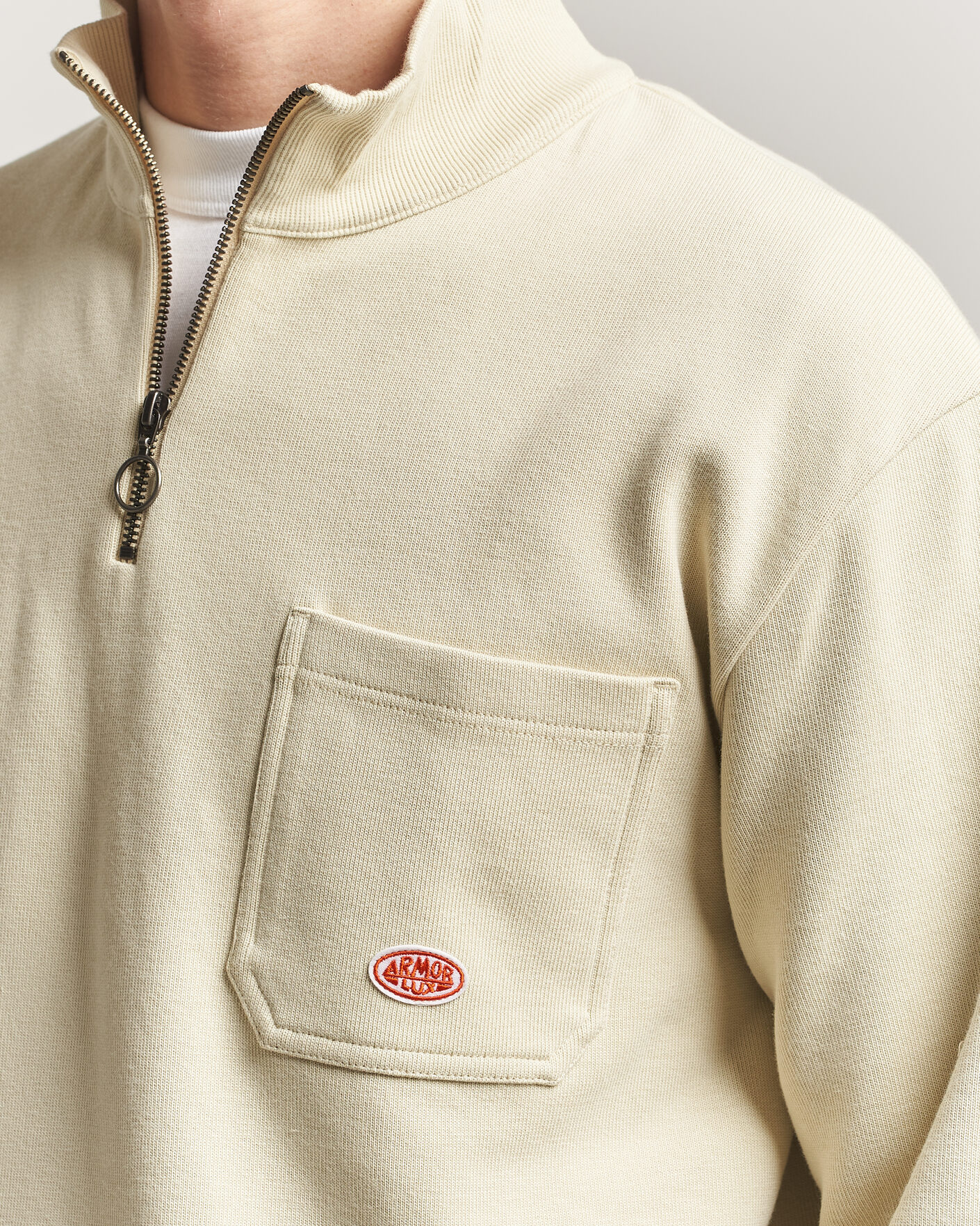 Homme | Pulls Et Tricots | Armor-lux | Camionneur Cotton Half Zip Sweater Gravel