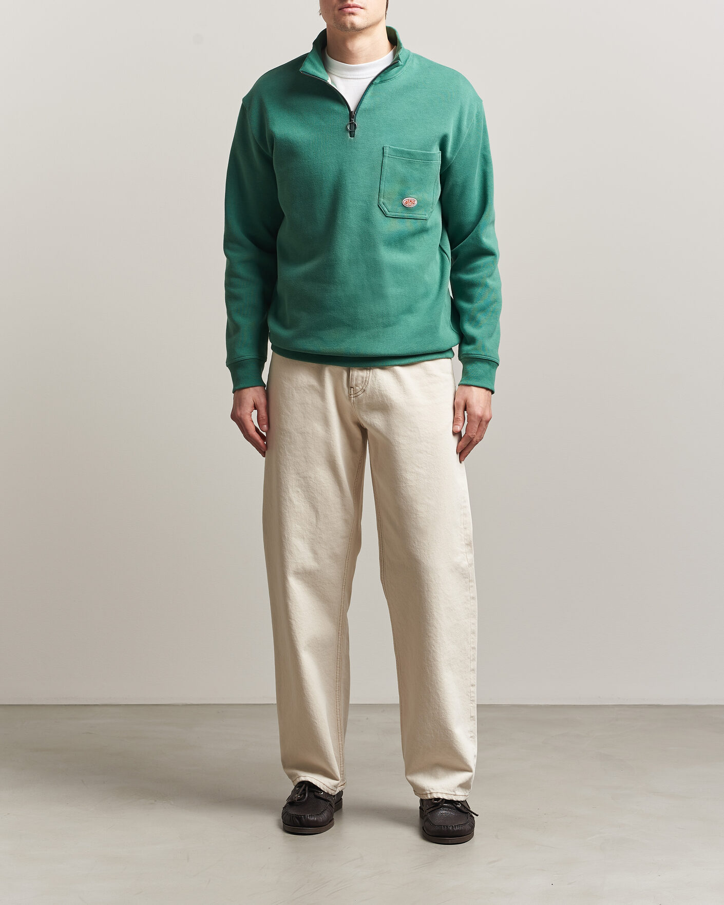 Heren | Truien | Armor-lux | Camionneur Cotton Half Zip Sweater Dark Ivy