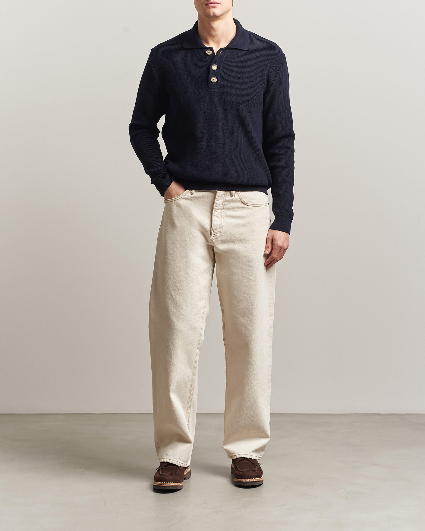 Heren | Truien | Armor-lux | Heritage Knitted Polo Marine Deep