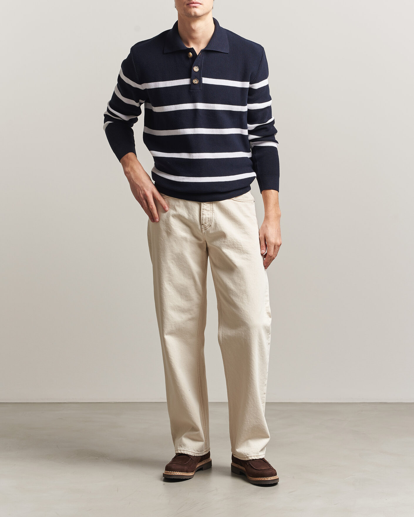 Homme | Pulls Et Tricots | Armor-lux | Heritage Knitted Polo Marine/Blanc