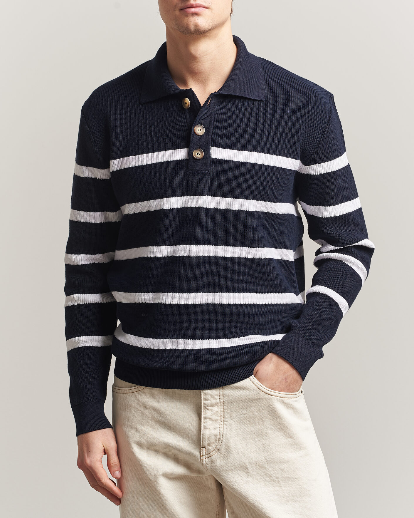 Homme | Pulls Et Tricots | Armor-lux | Heritage Knitted Polo Marine/Blanc