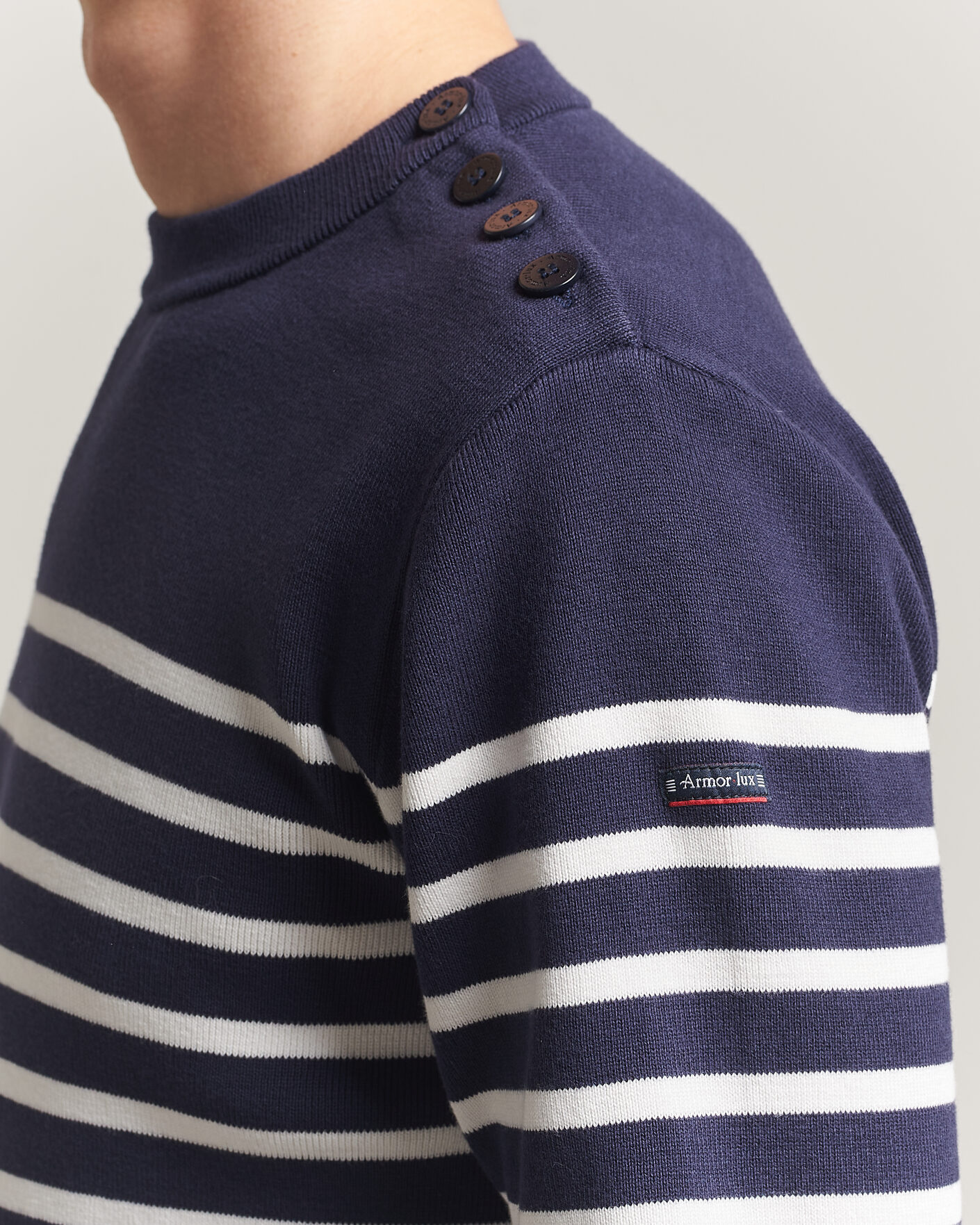 Heren | Truien | Armor-lux | Groix Striped Sweater Navy/Nature