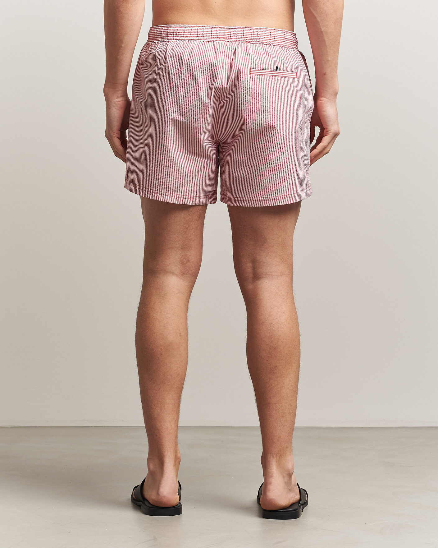 Heren | Zwembroek | BOSS BLACK | Velvetfish Seersucker Swimshorts Dark Red