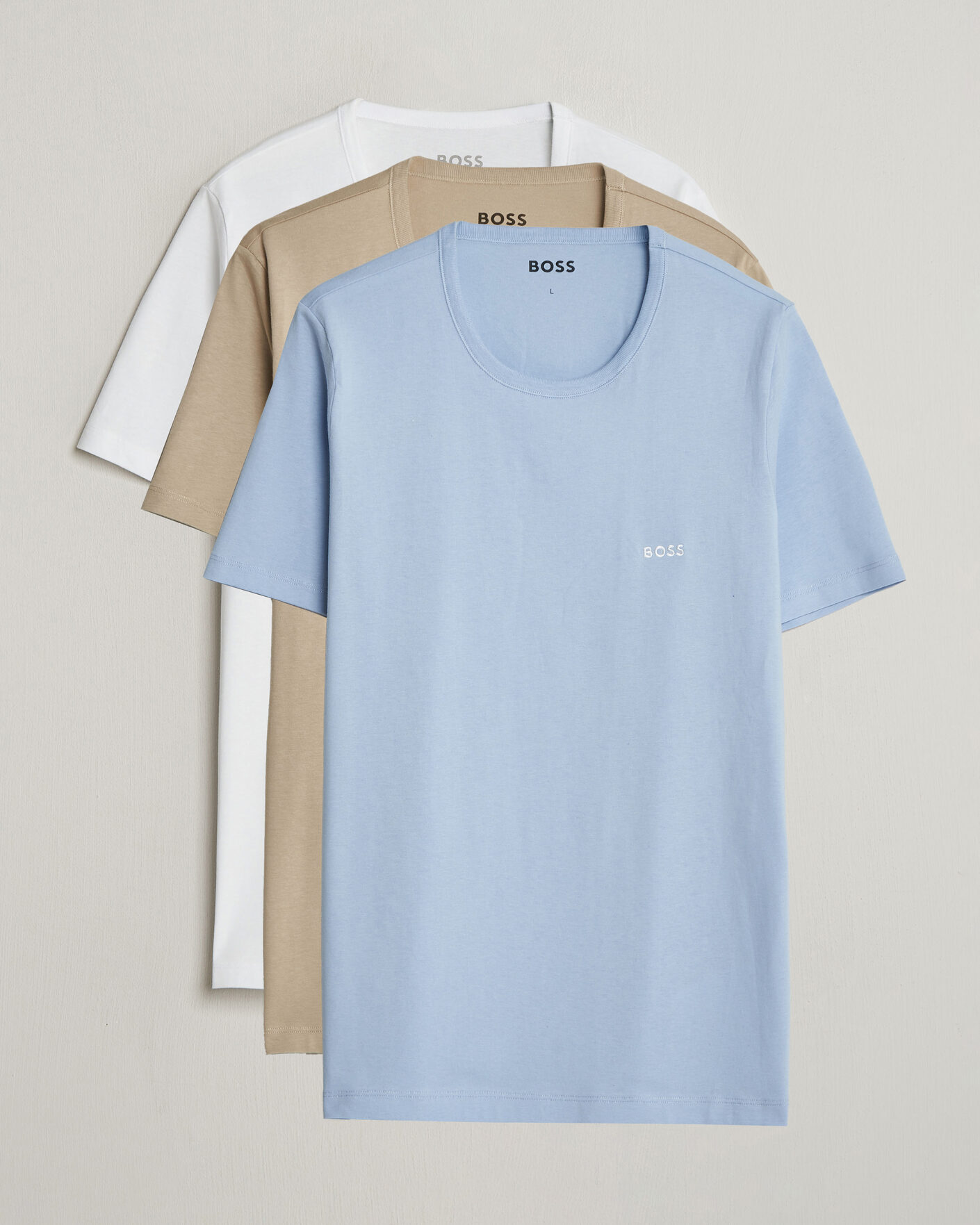 Heren | T-shirts | BOSS BLACK | 3-Pack Crew Neck T-Shirt White/Blue/Beige