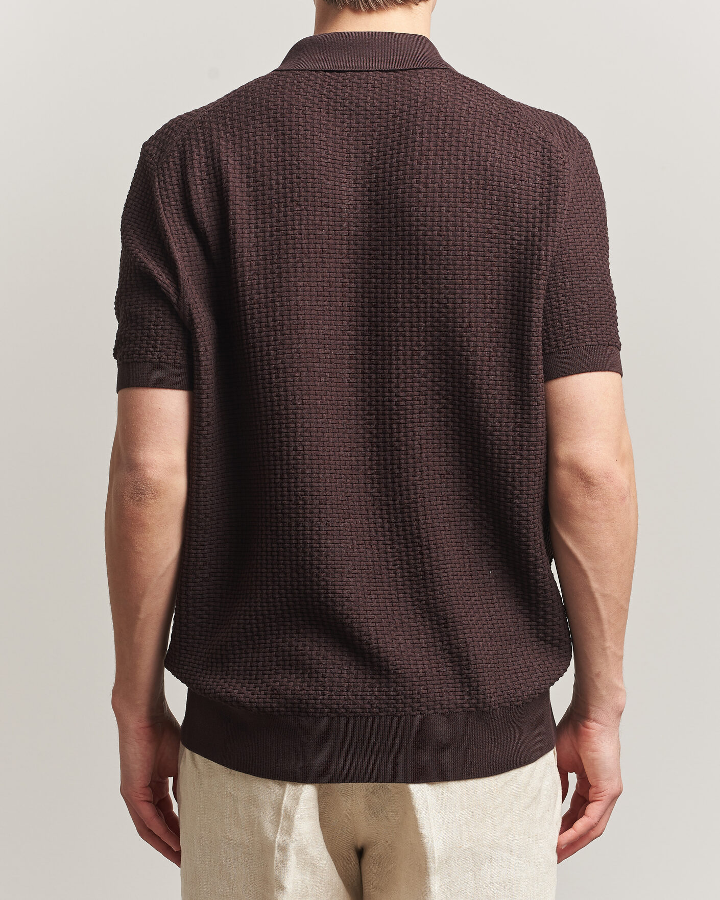Homme | Polos | BOSS BLACK | Natalo Structured Knitted Polo Dark Brown
