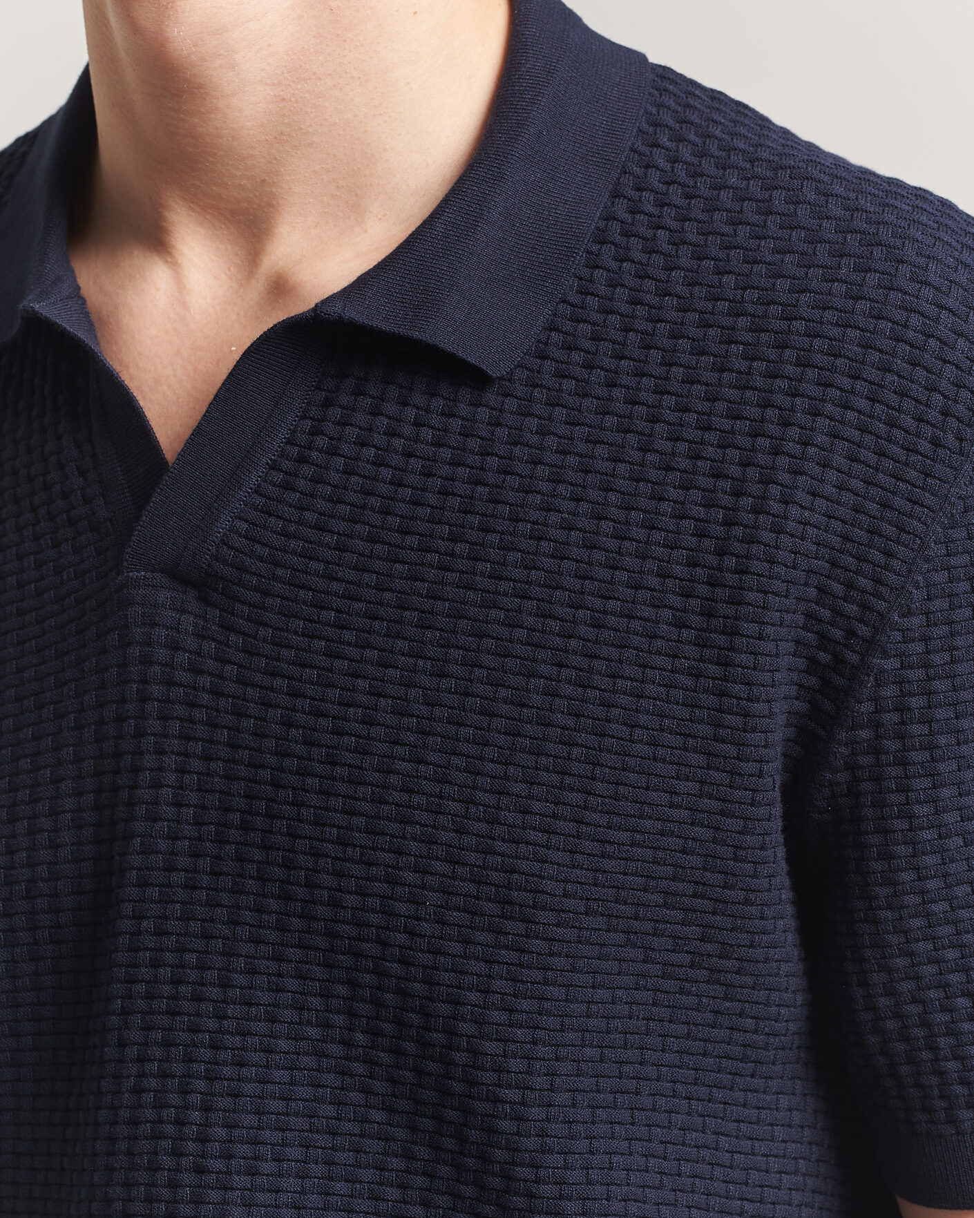 Heren | Polo's | BOSS BLACK | Natalo Structured Knitted Polo Dark Blue