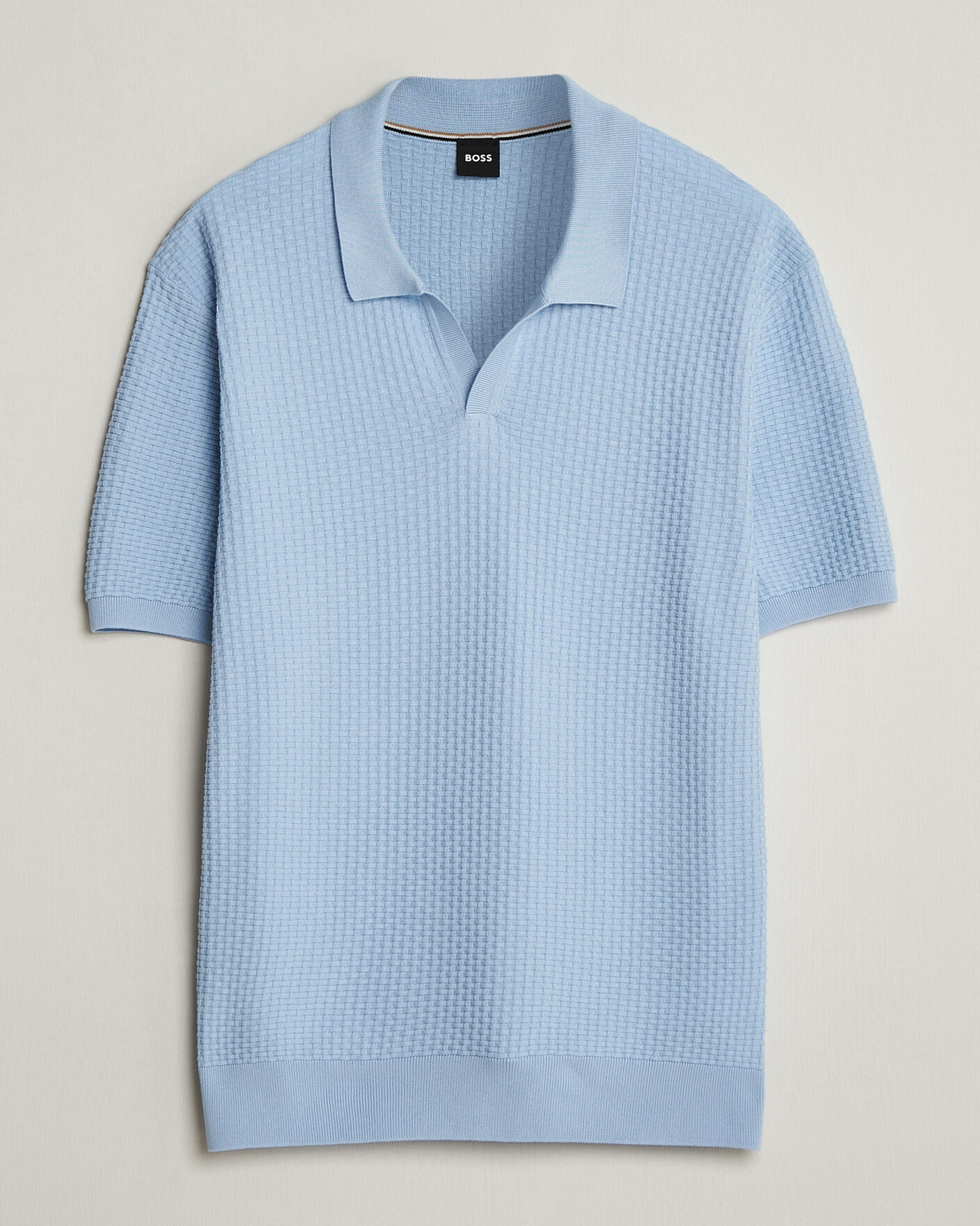 Homme | Polos | BOSS BLACK | Natalo Structured Knitted Polo Light Blue