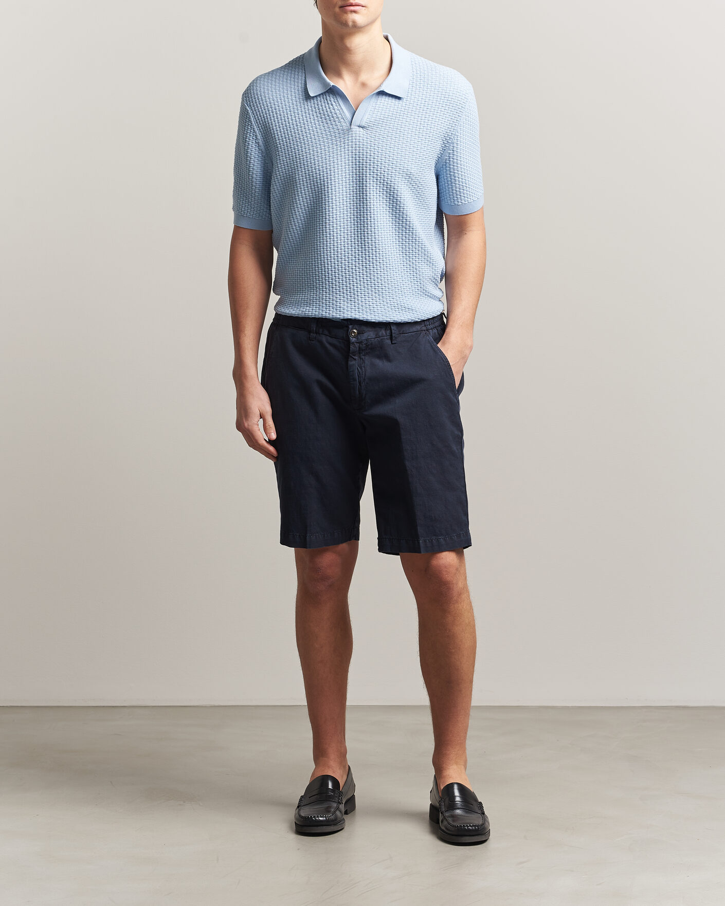 Heren | Polo's | BOSS BLACK | Natalo Structured Knitted Polo Light Blue