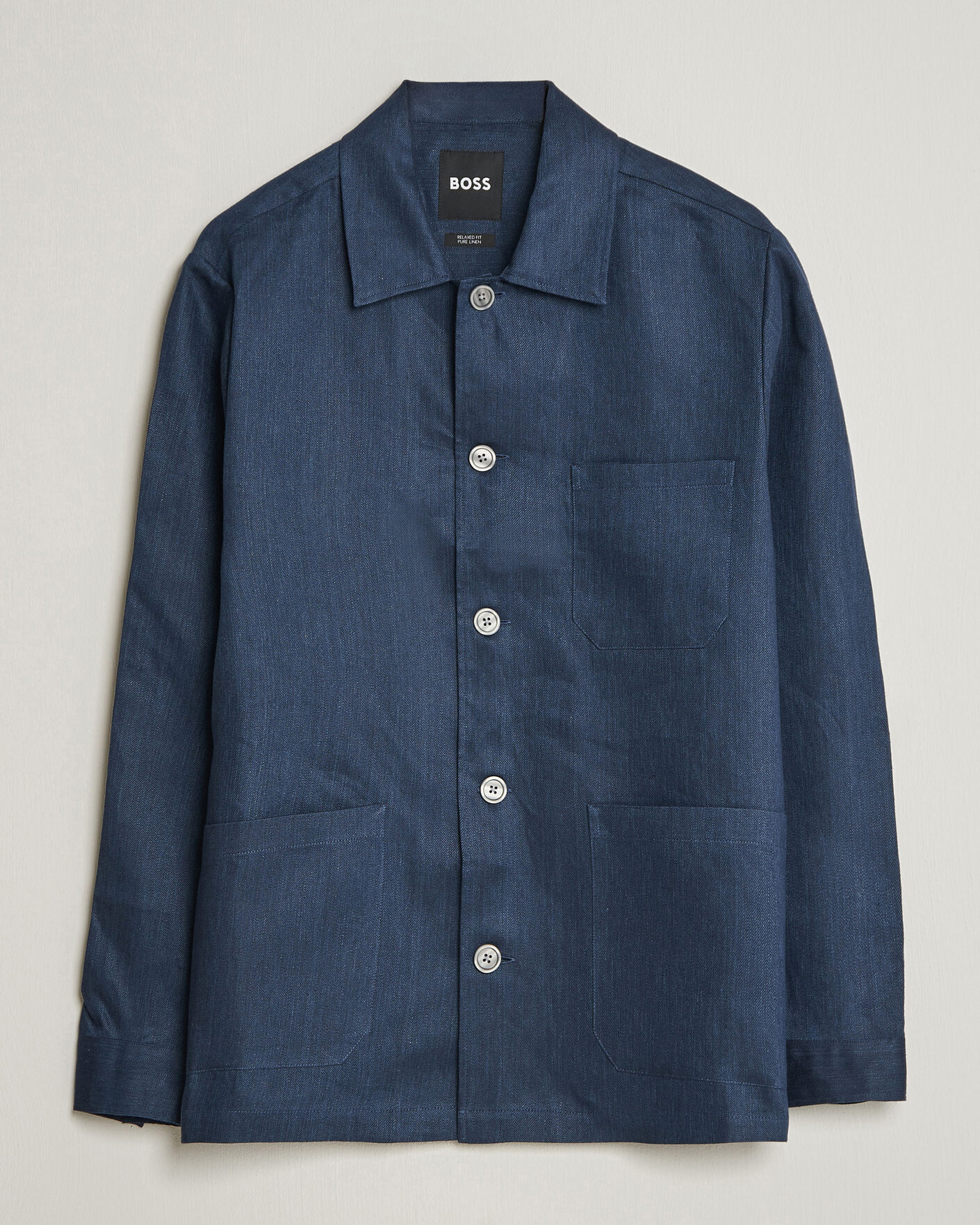 Heren | Overhemden | BOSS BLACK | Cai Linen Overshirt Dark Blue
