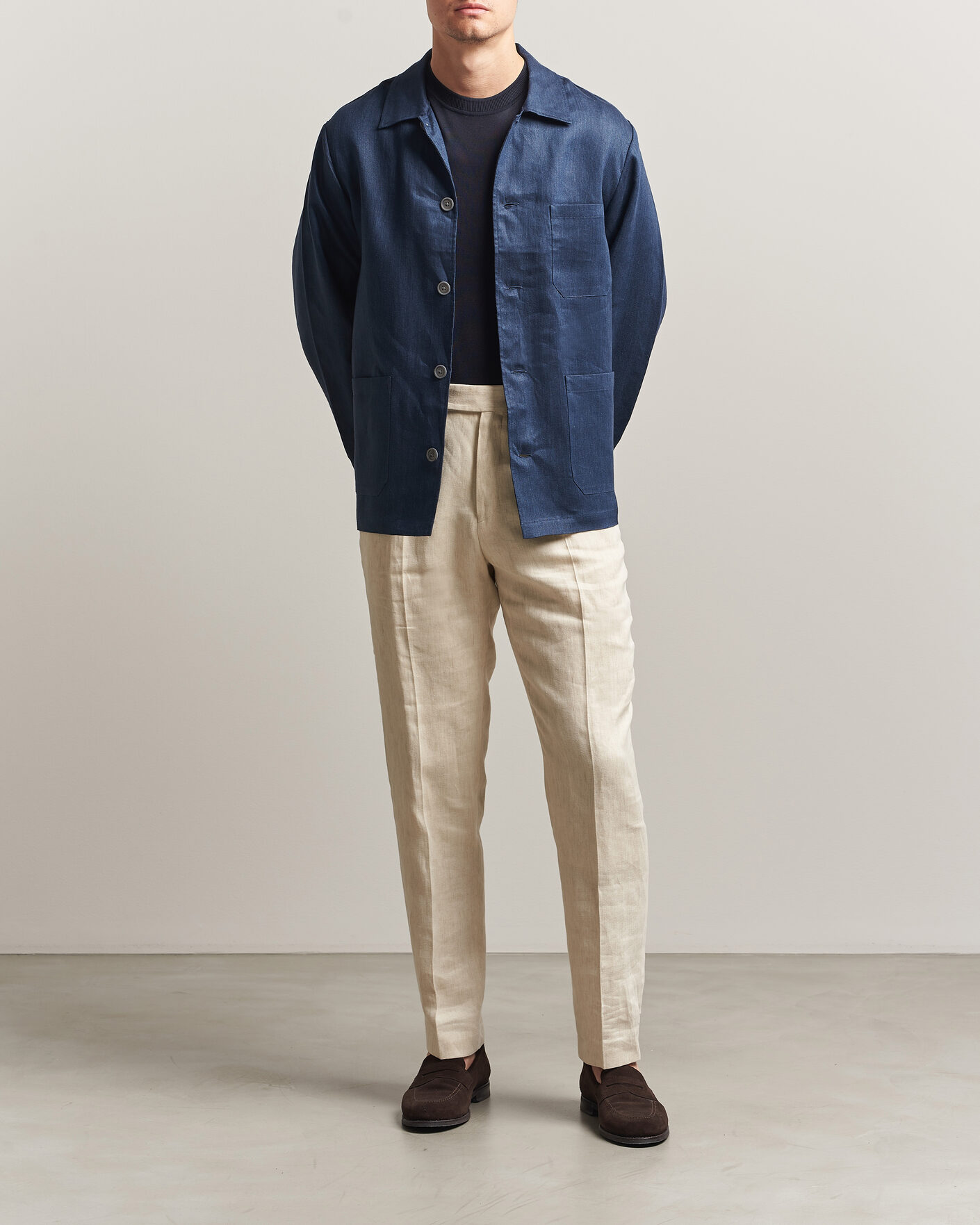 Homme | Chemises | BOSS BLACK | Cai Linen Overshirt Dark Blue