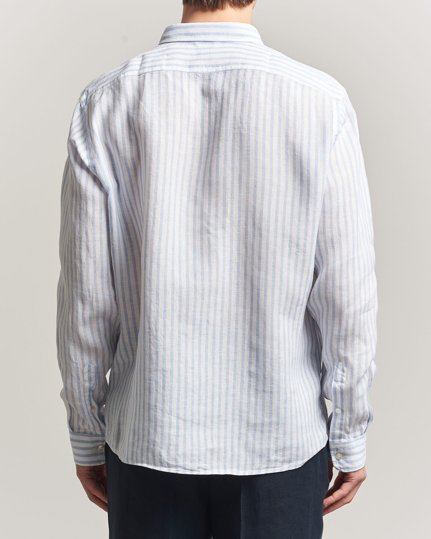 Heren | Overhemden | BOSS BLACK | Liam Striped Linen Shirt Light Blue