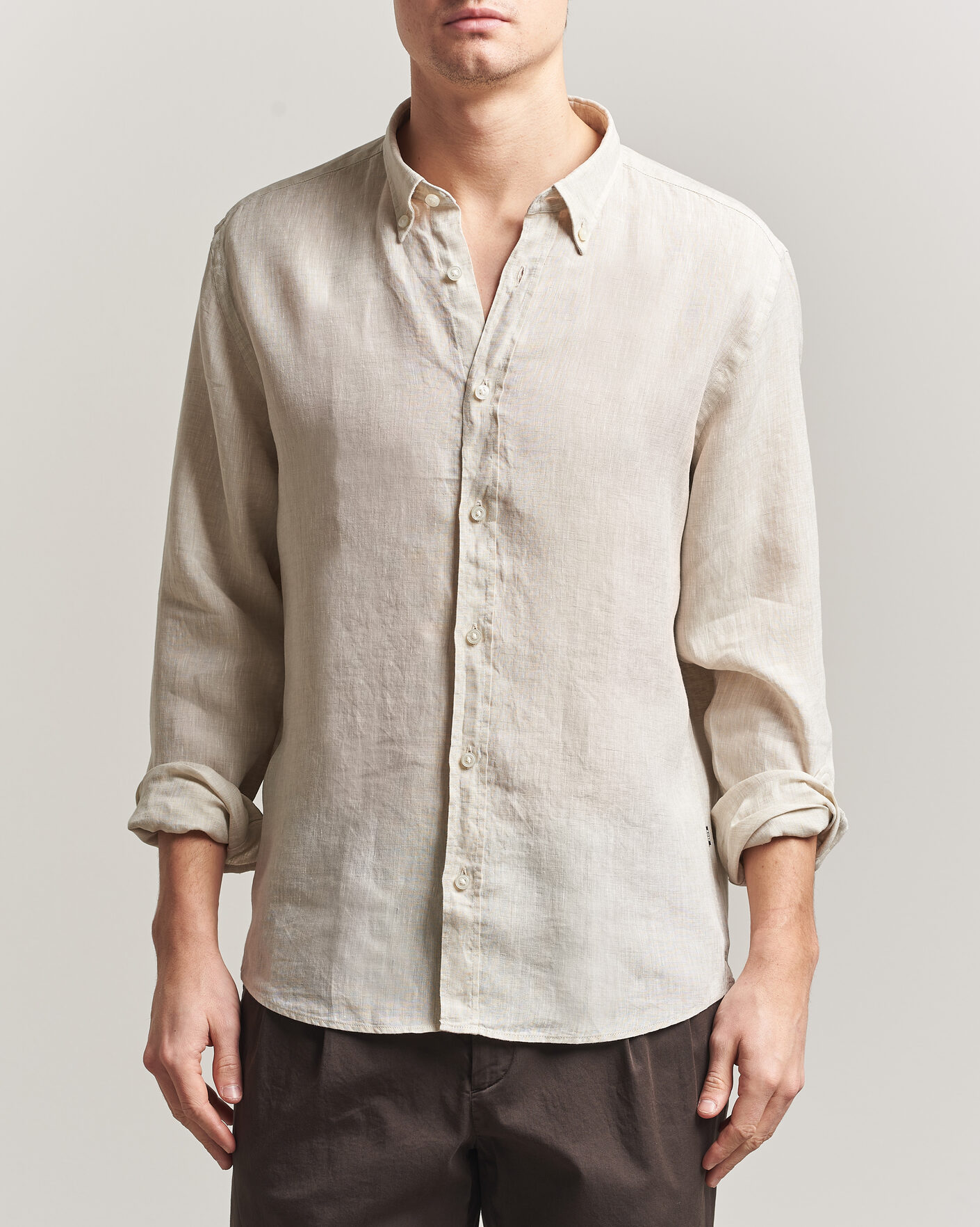 Heren | Overhemden | BOSS BLACK | Liam Linen Shirt Open Beige