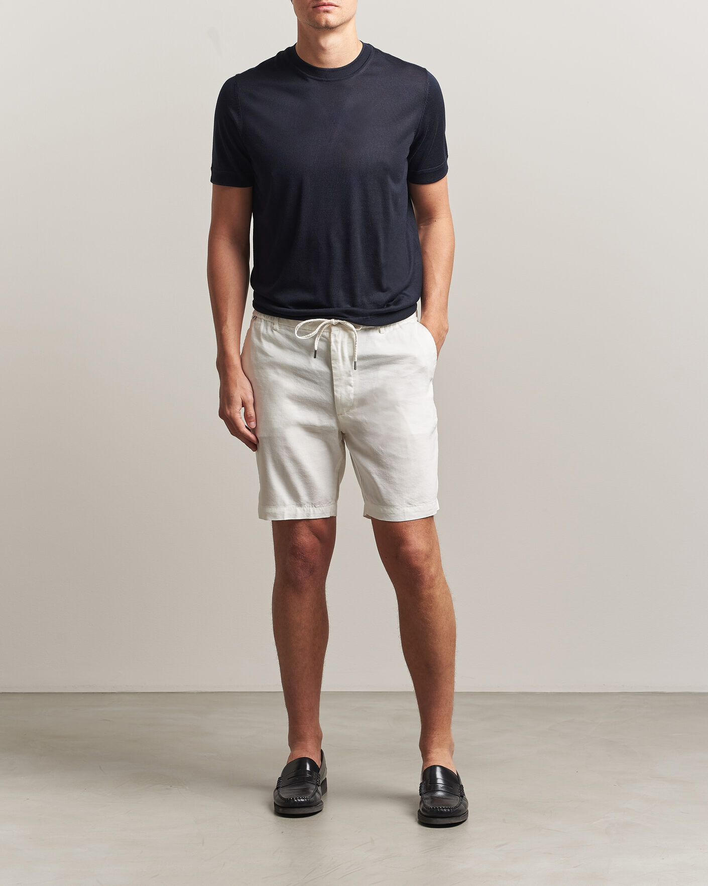Homme | Shorts | BOSS BLACK | Kane Linen Drawstring Shorts White