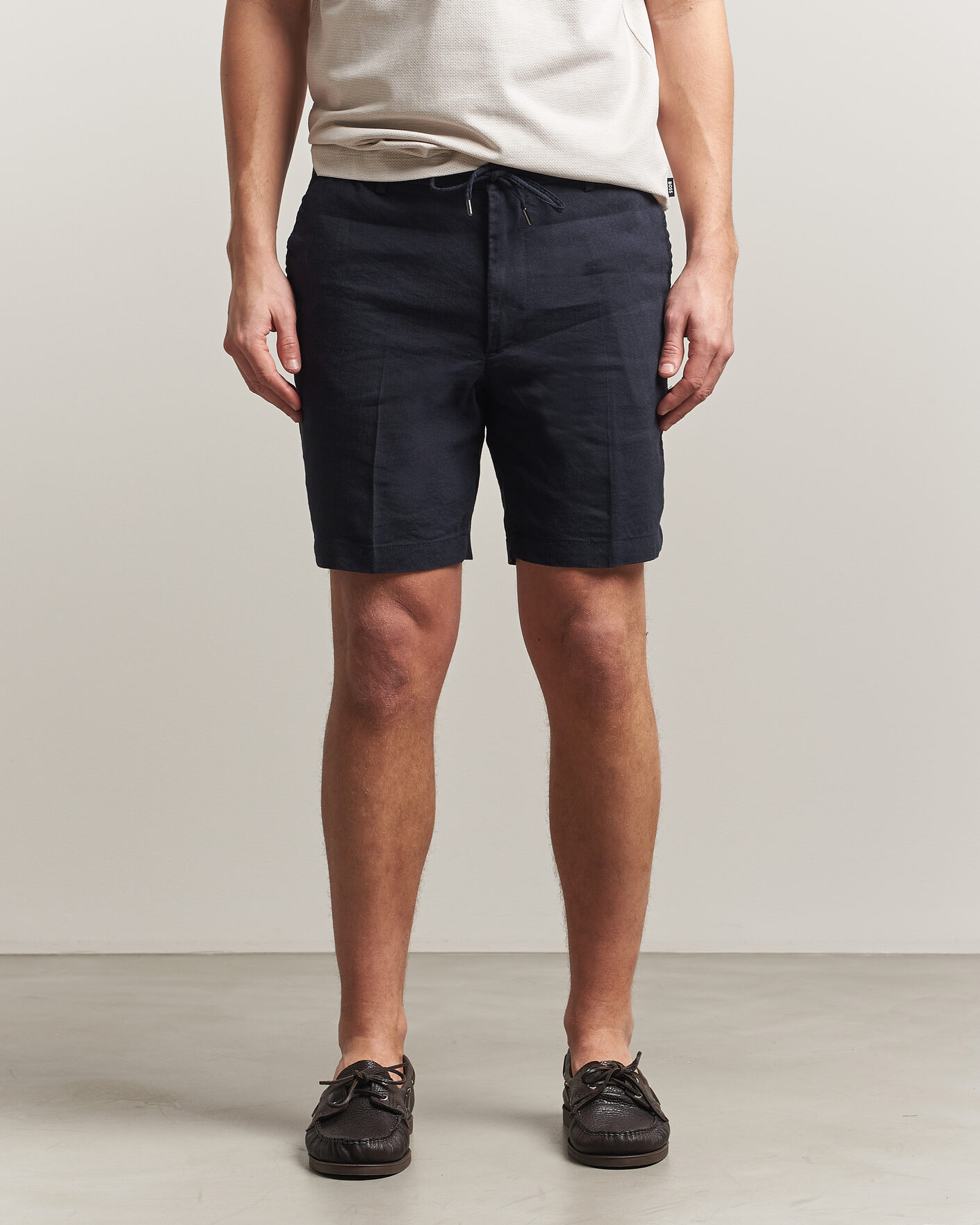 Heren | Korte broek | BOSS BLACK | Kane Linen Drawstring Shorts Dark Blue
