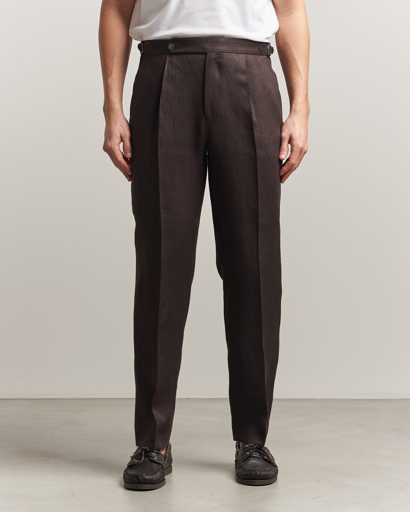Heren | Broeken | BOSS BLACK | Perino Linen Suit Trousers Dark Brown