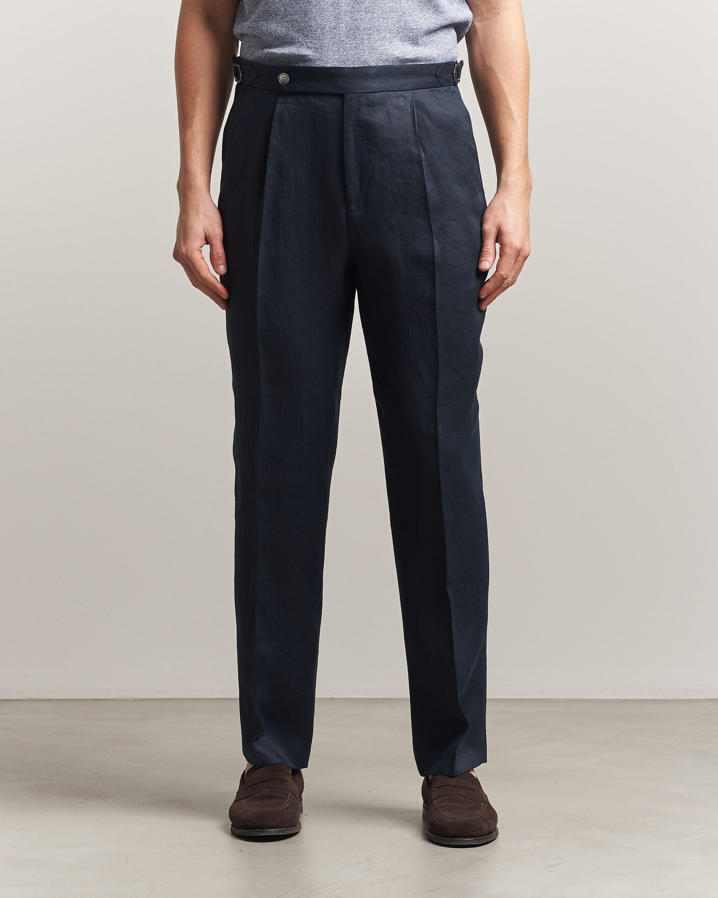 Homme | Pantalons | BOSS BLACK | Perino Linen Suit Trousers Dark Blue